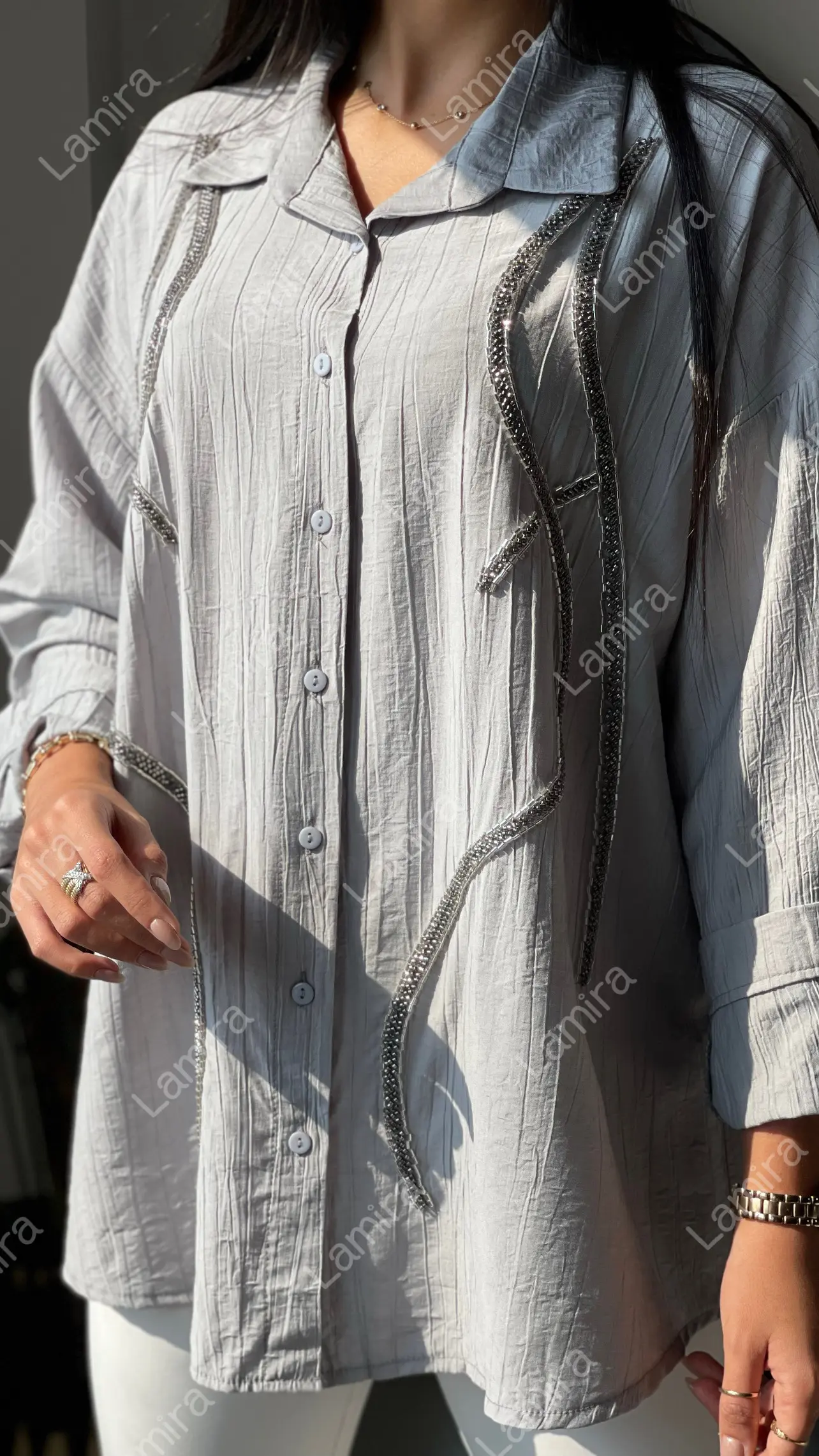 شومیز مانتویی مجلسی اوزجینال ترک طرح ماریس