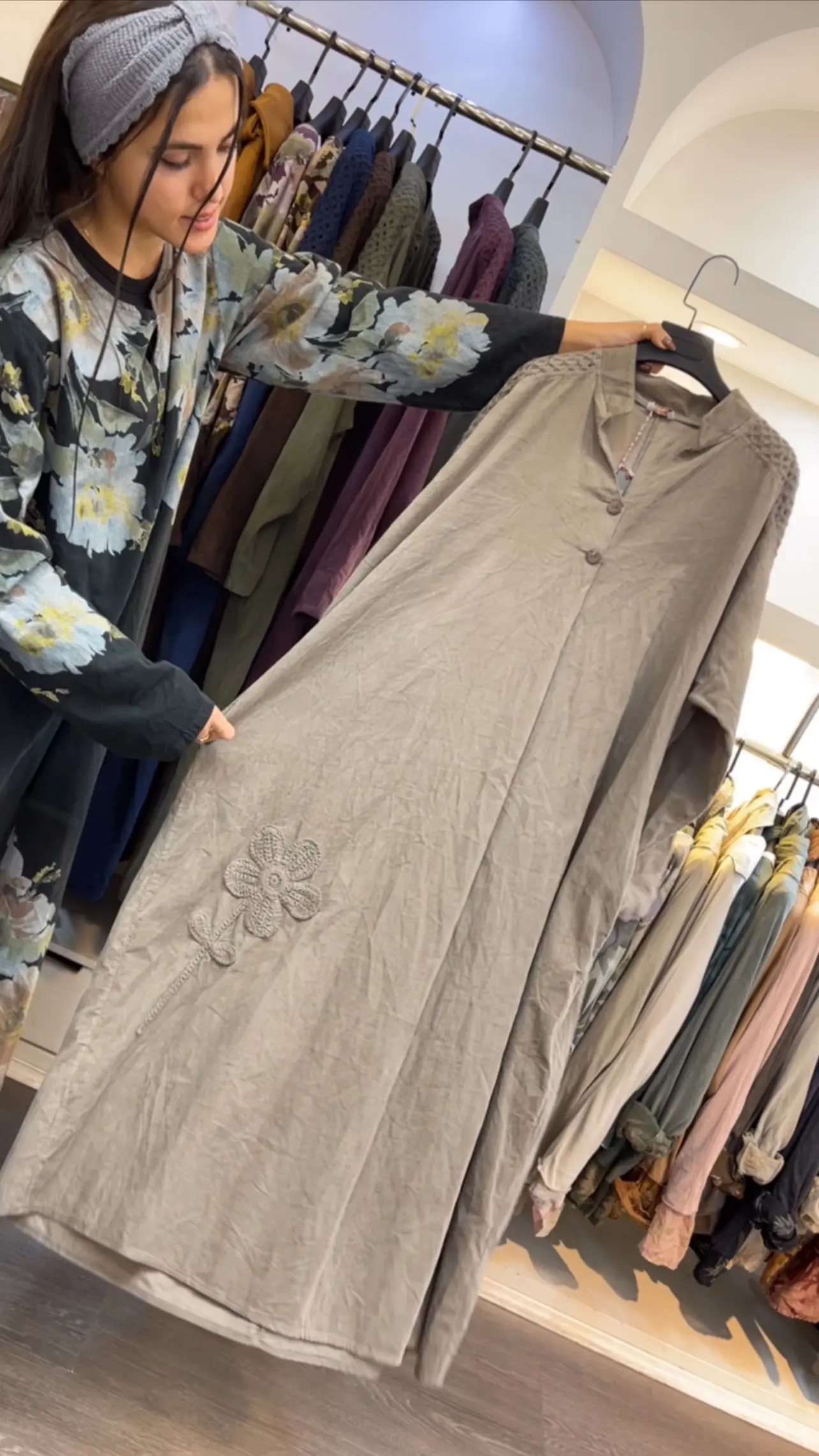 پیراهن مخمل کبریتی ایتالیایی پاییزه طرح تک گل