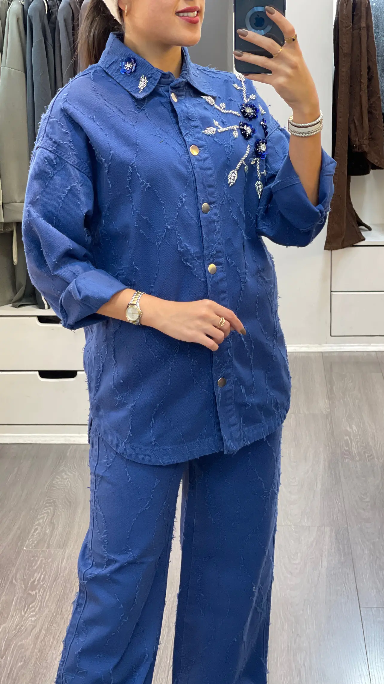 ست جین طرح دار گل برجسته