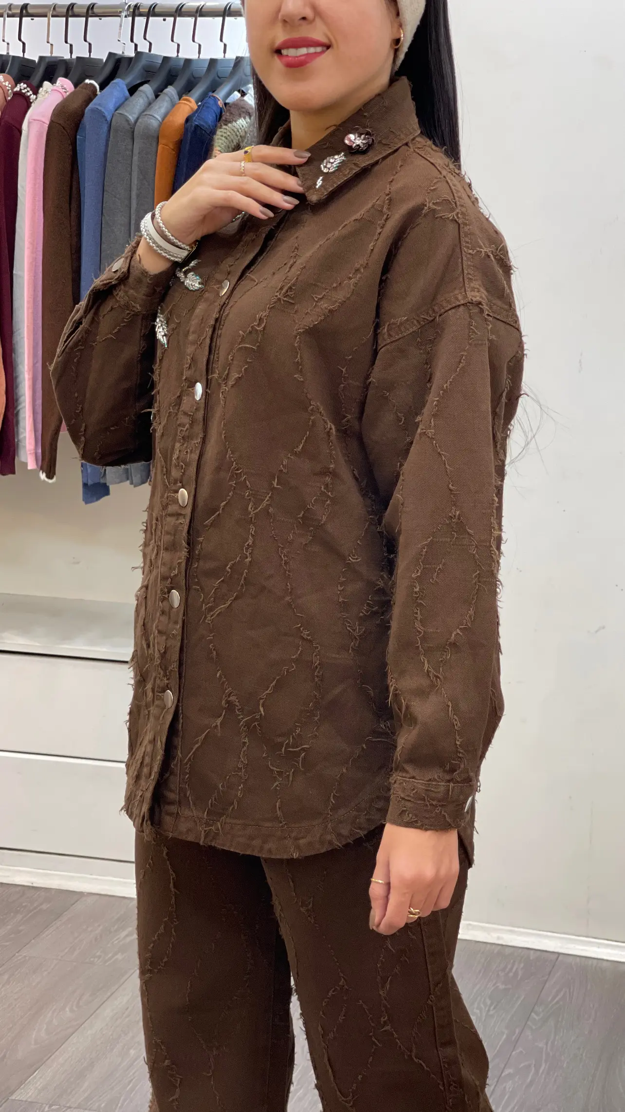 ست جین طرح دار گل برجسته