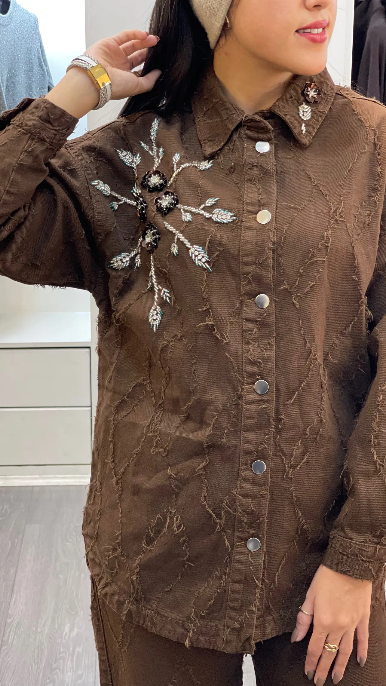 ست جین طرح دار گل برجسته