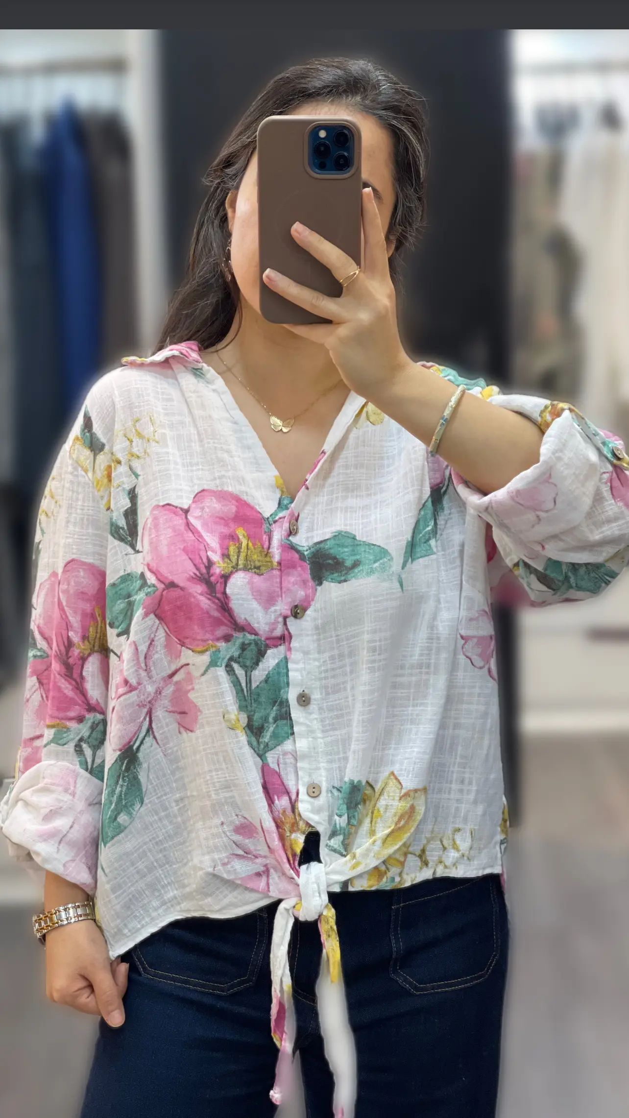 شومیز لینن ایتالیایی جلو گره ای ❌طرح پیچک