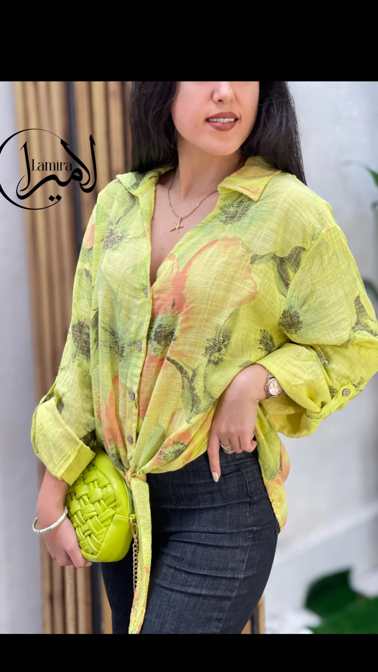 شومیز لینن ایتالیایی گره ای طرح مرجان
