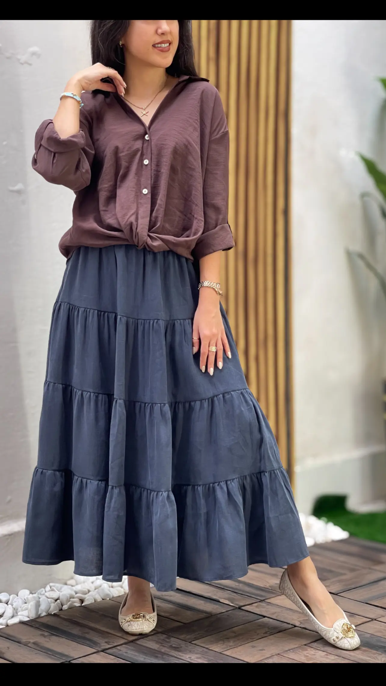 شومیز اسپرت جلو پیچ تنسل طرح زارا