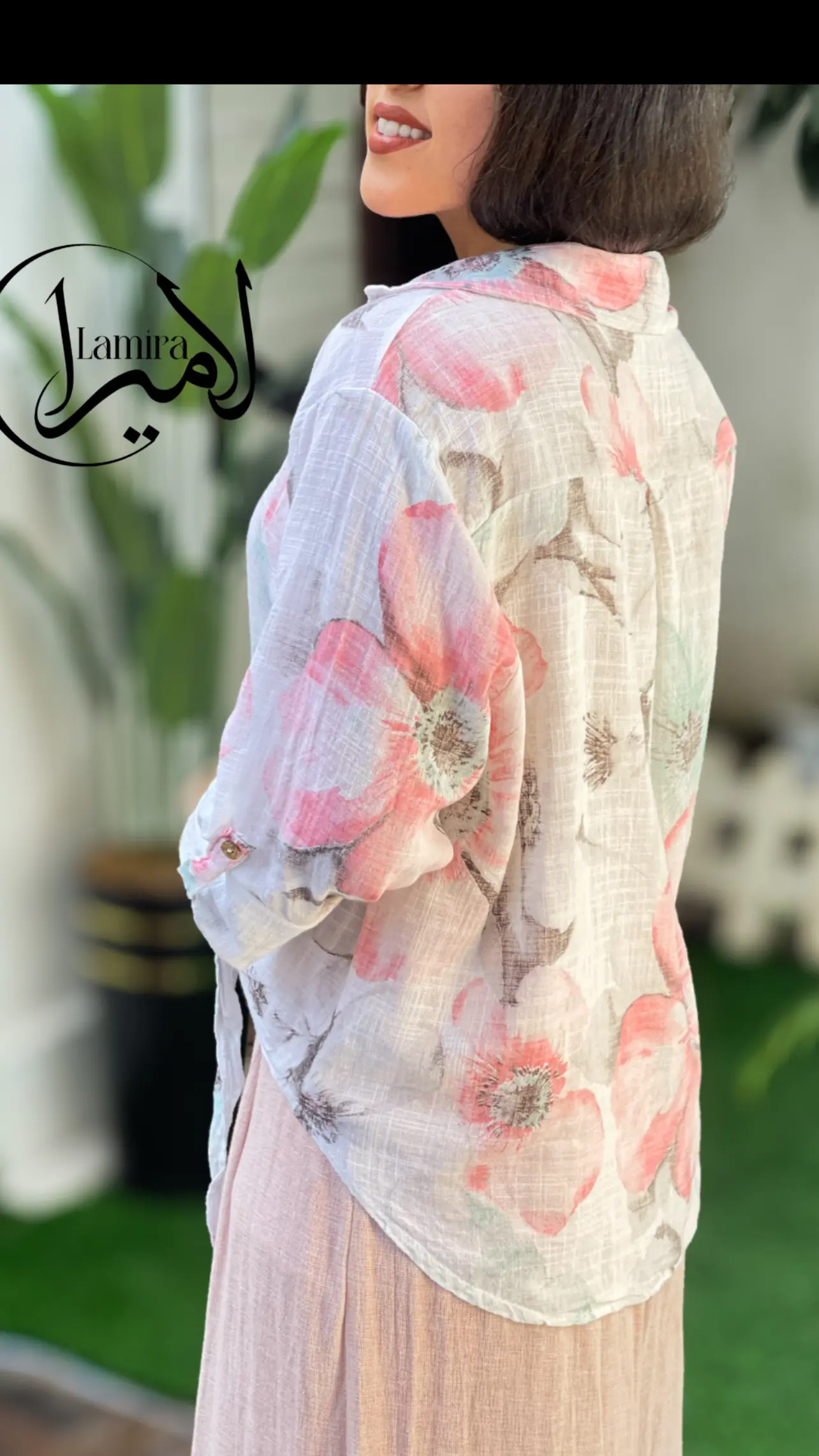 شومیز لینن ایتالیایی گره ای طرح مرجان