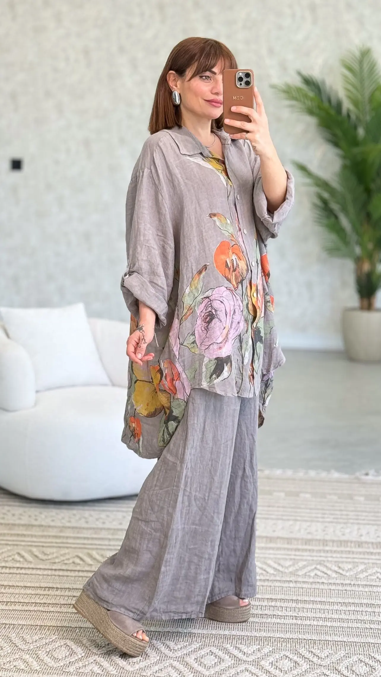 ست تونیک و شلوار گرم بالای ایتالیایی طرح گلبهار