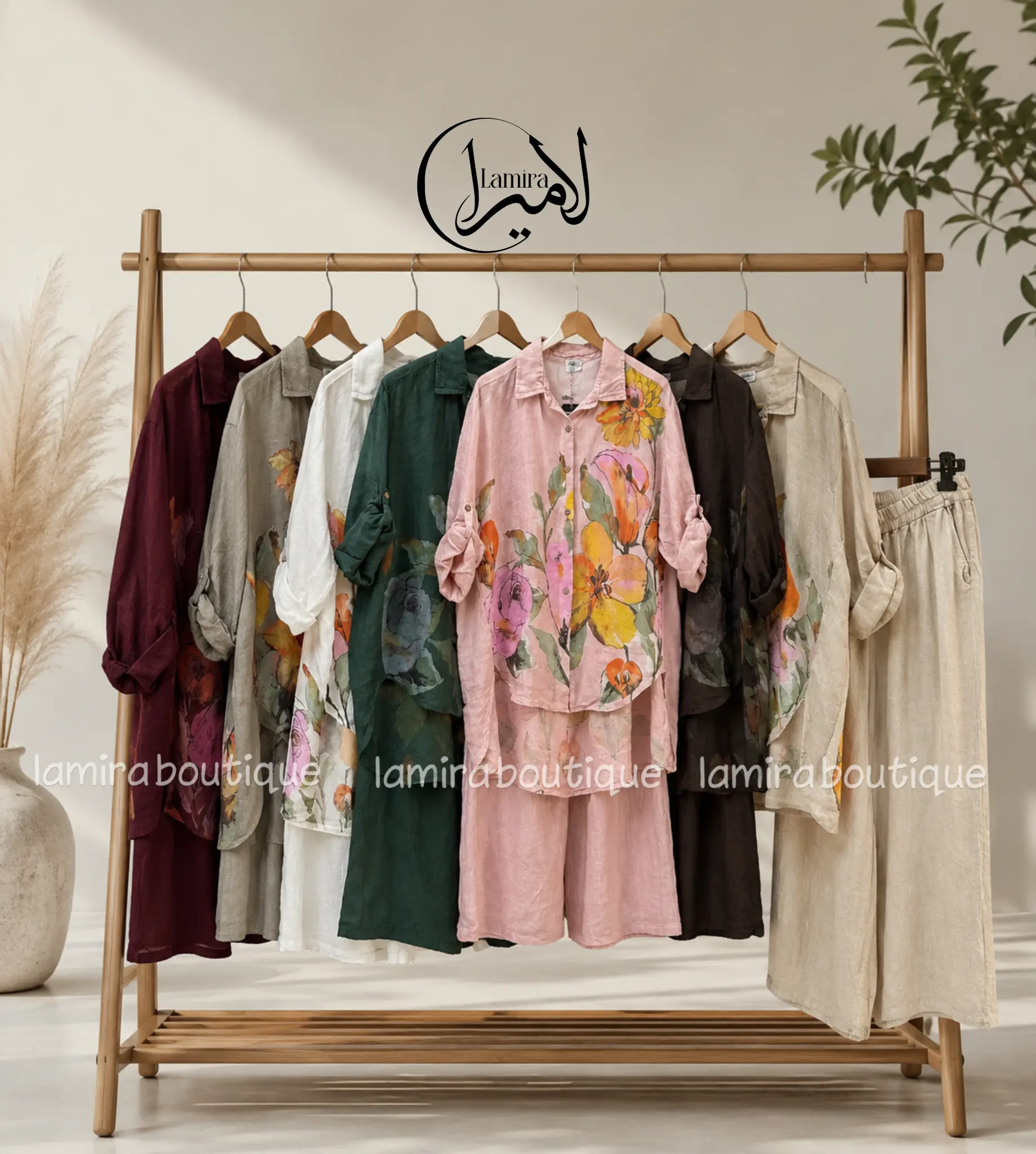 ست تونیک و شلوار گرم بالای ایتالیایی طرح گلبهار