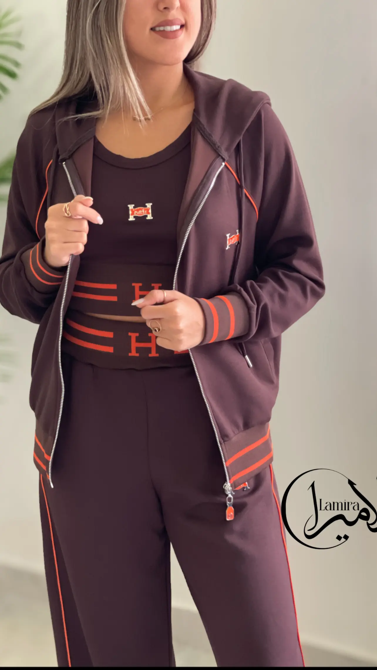ست سه تیکه سوییشرت کلاه دار Hermes مستر ترک