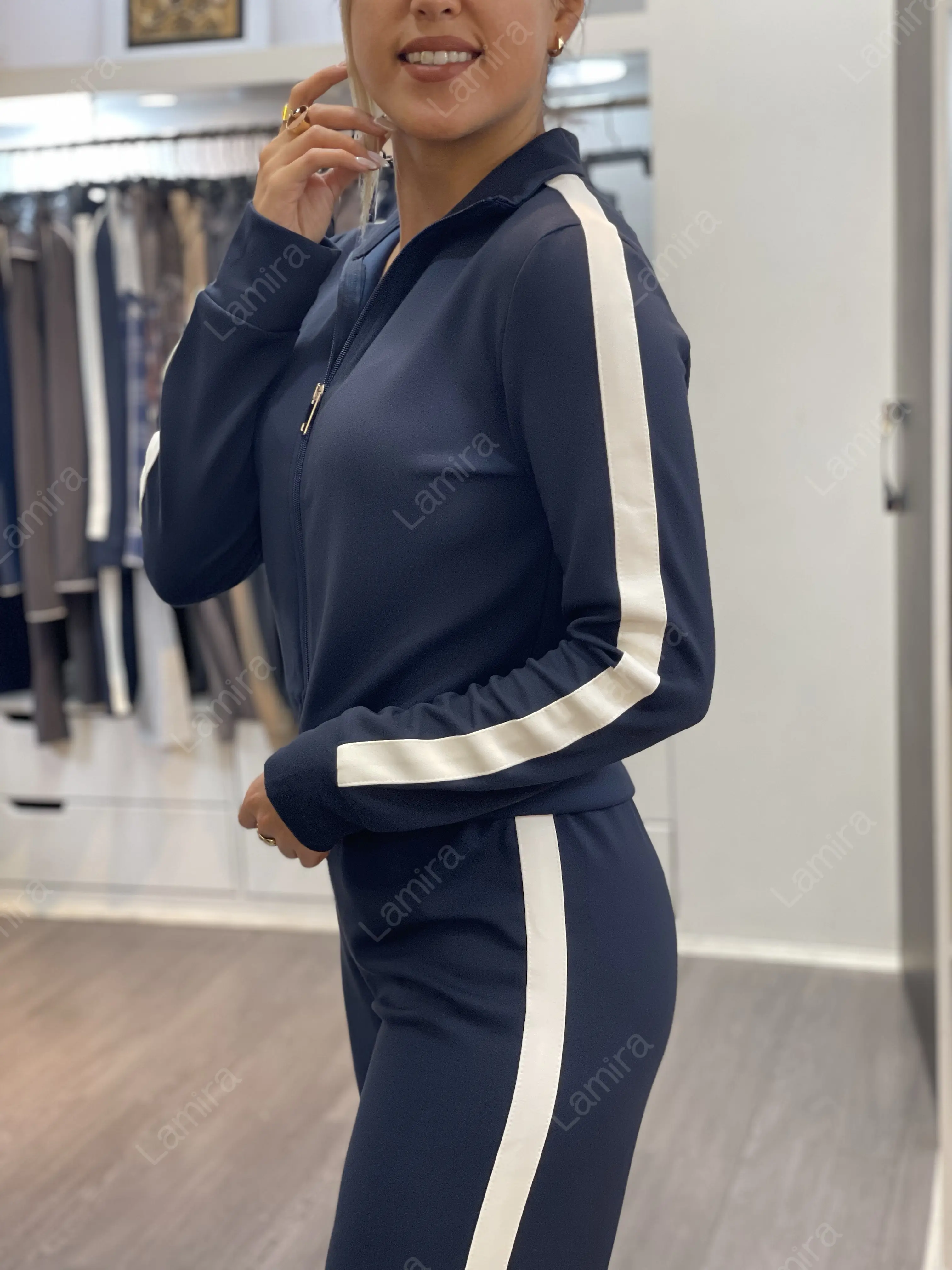 ست اویشو پاییزه زیپ دار بغل خط سفید