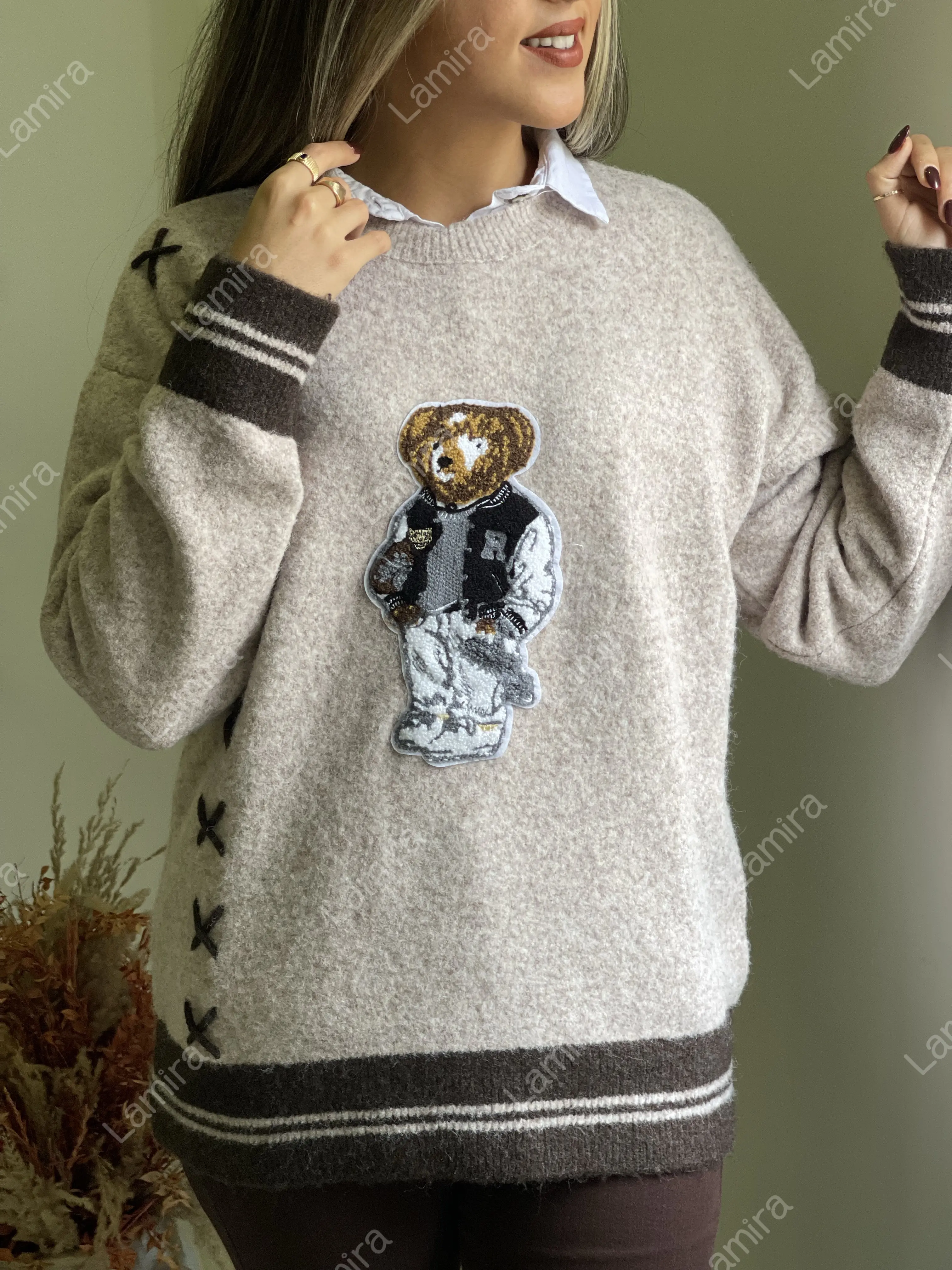 ژاکت بافت بلند تدی bear