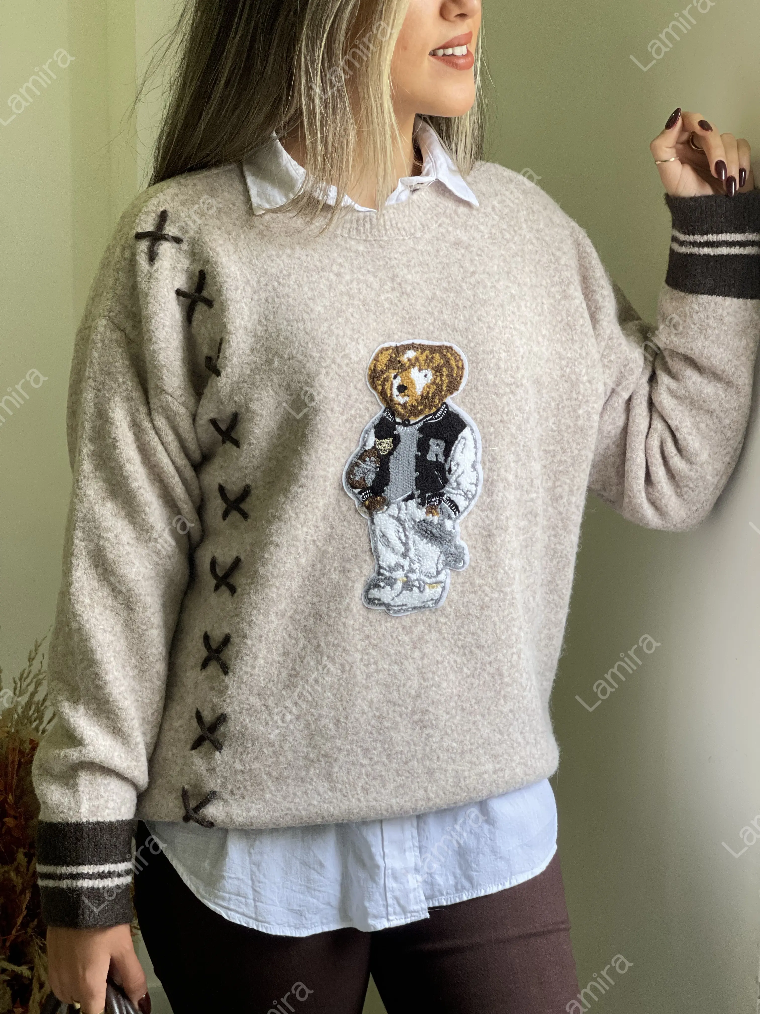 ژاکت بافت بلند تدی bear