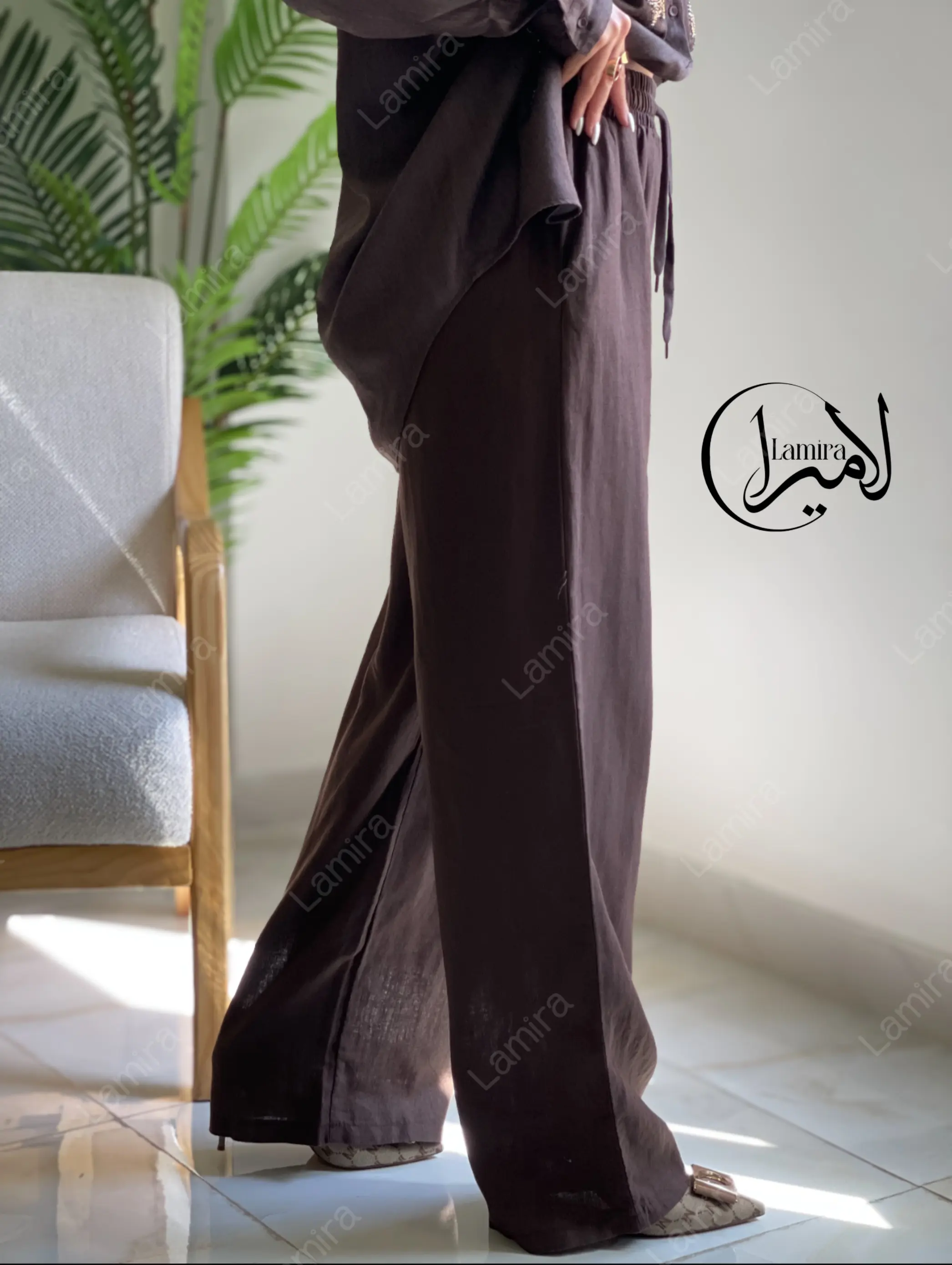 شلوار لینن ترک کمر کش ۰۰۱