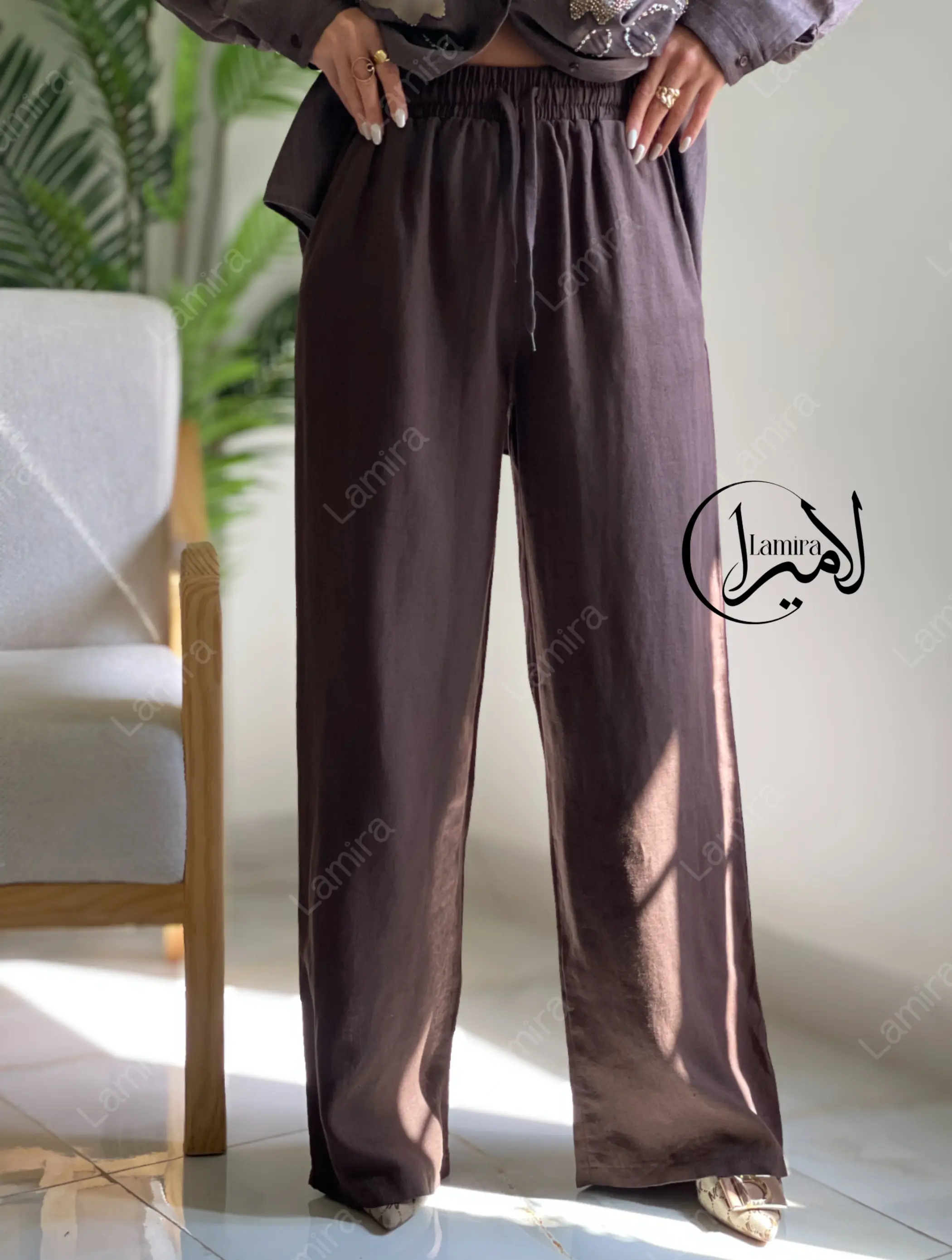 شلوار لینن ترک کمر کش ۰۰۱