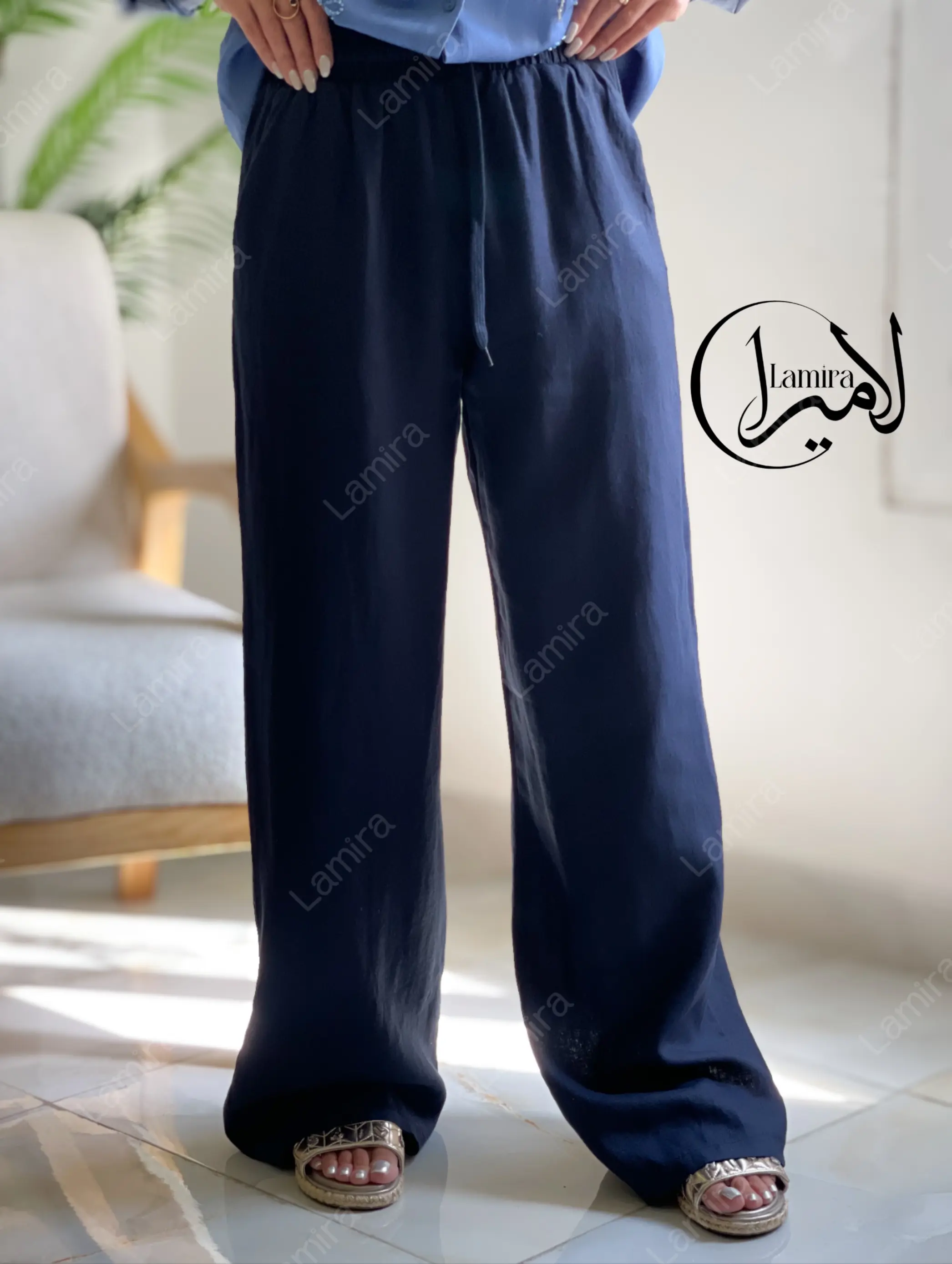 شلوار لینن ترک کمر کش ۰۰۱