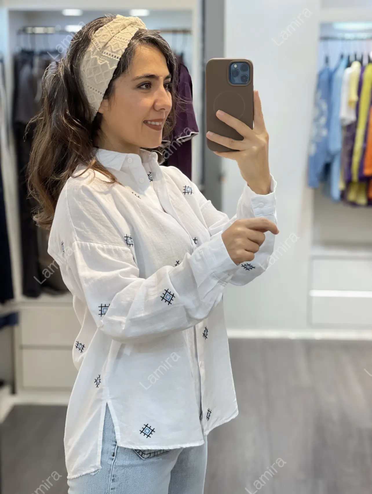 شومیز لینن گلدوزی اروجینال ترک طرح تیماه