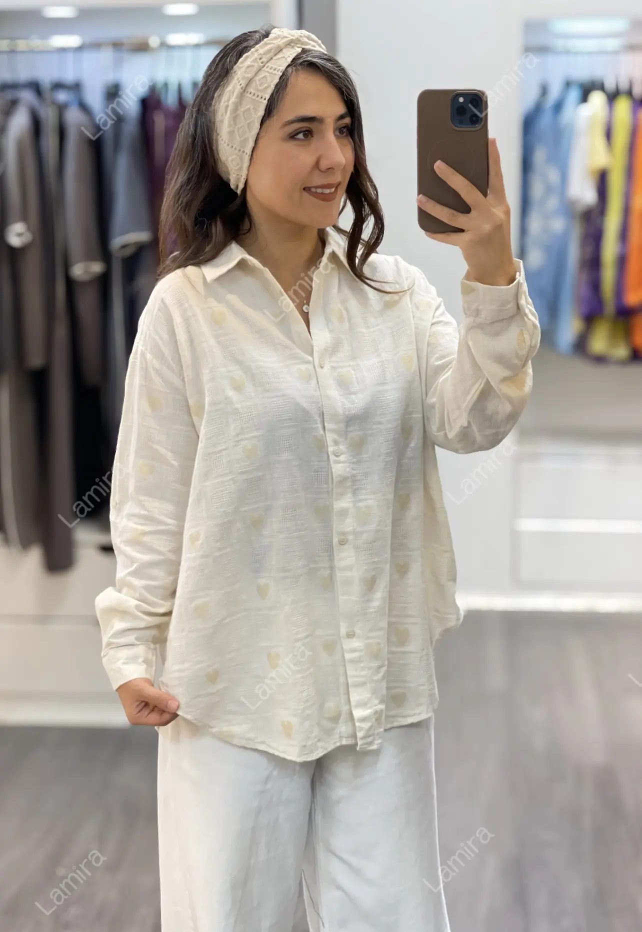 شومیز لینن گلدوزی اورجینال ترک طرح قلب❤️