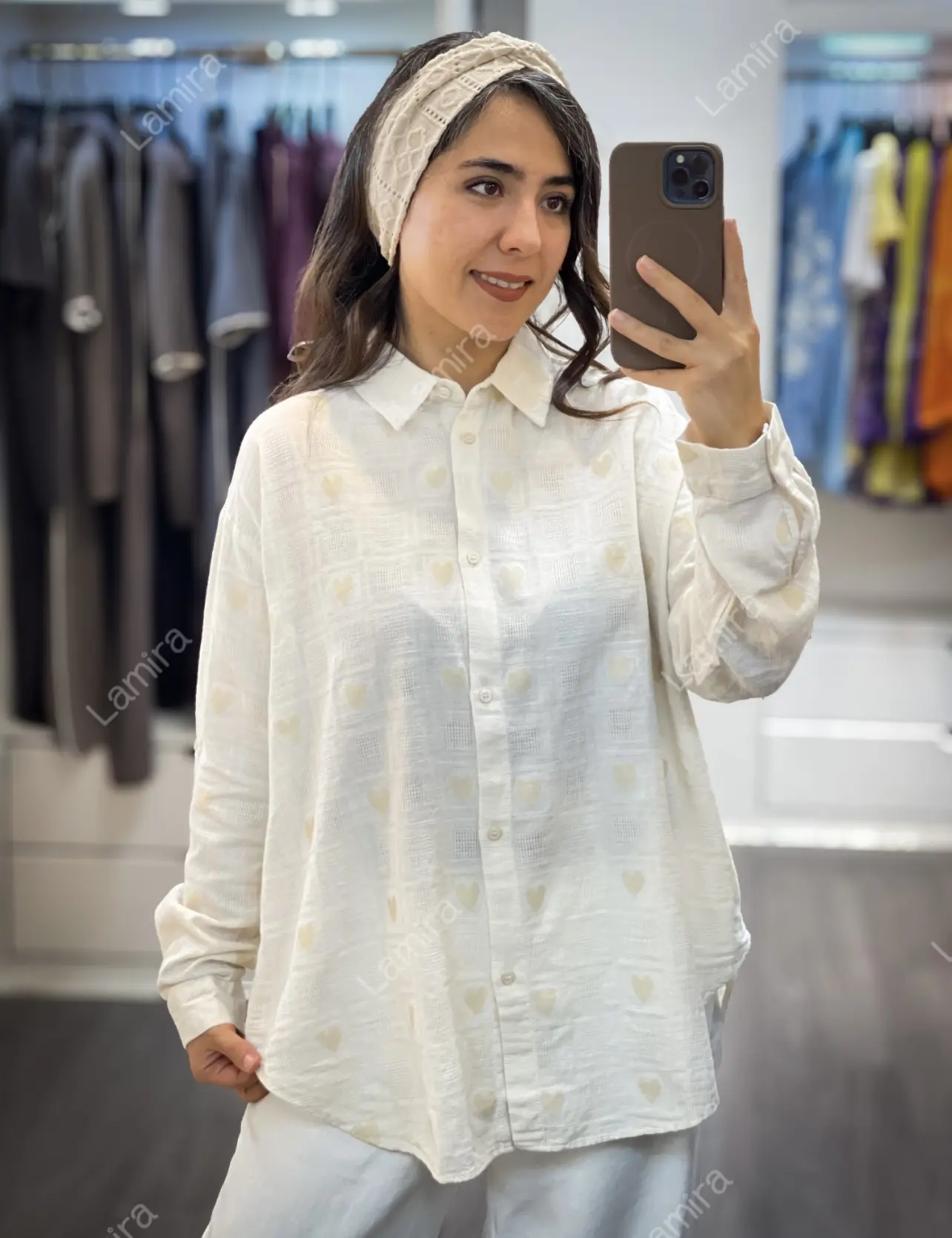 شومیز لینن گلدوزی اورجینال ترک طرح قلب❤️