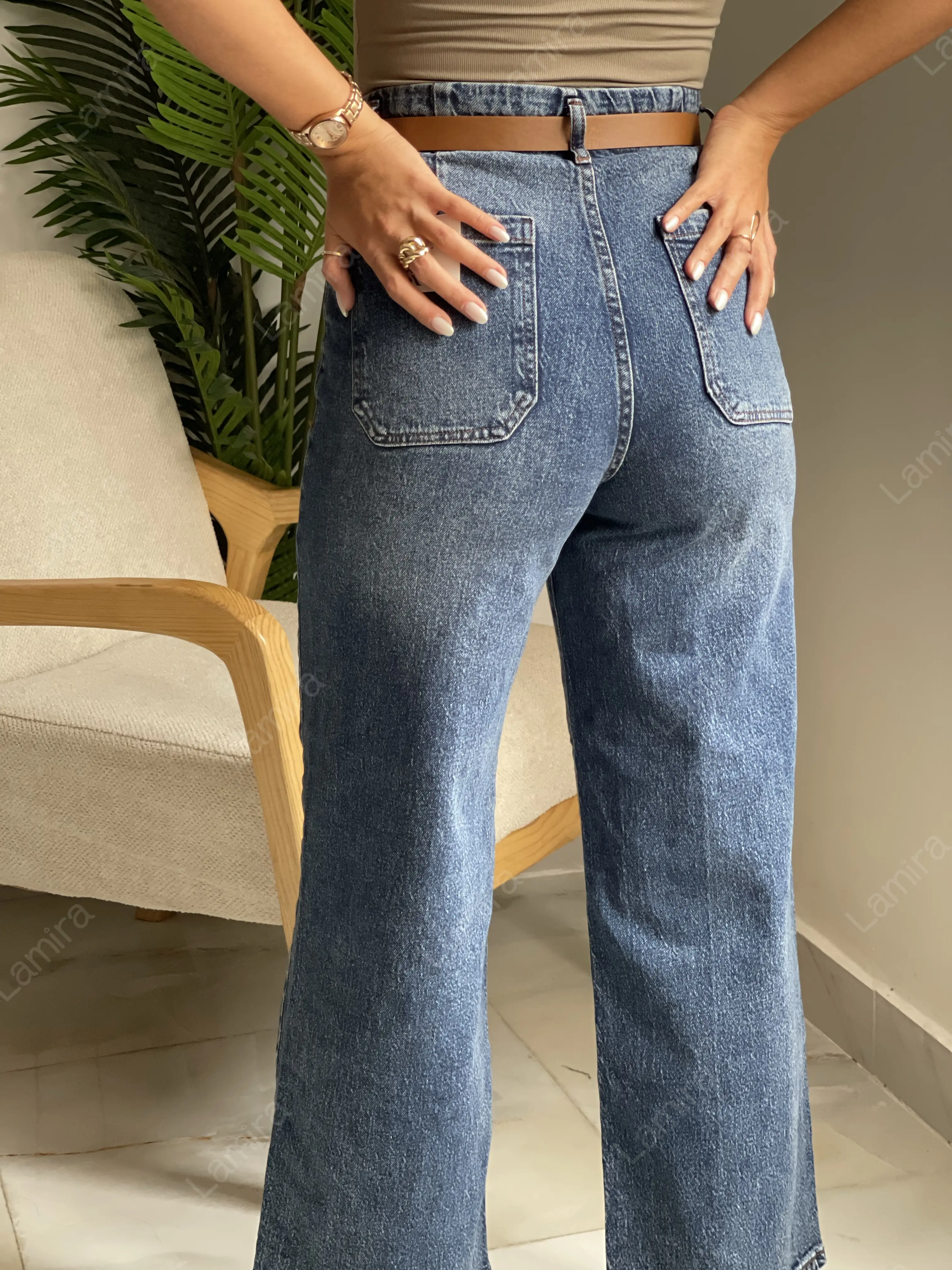 شلوار جین بگی کمربنددار