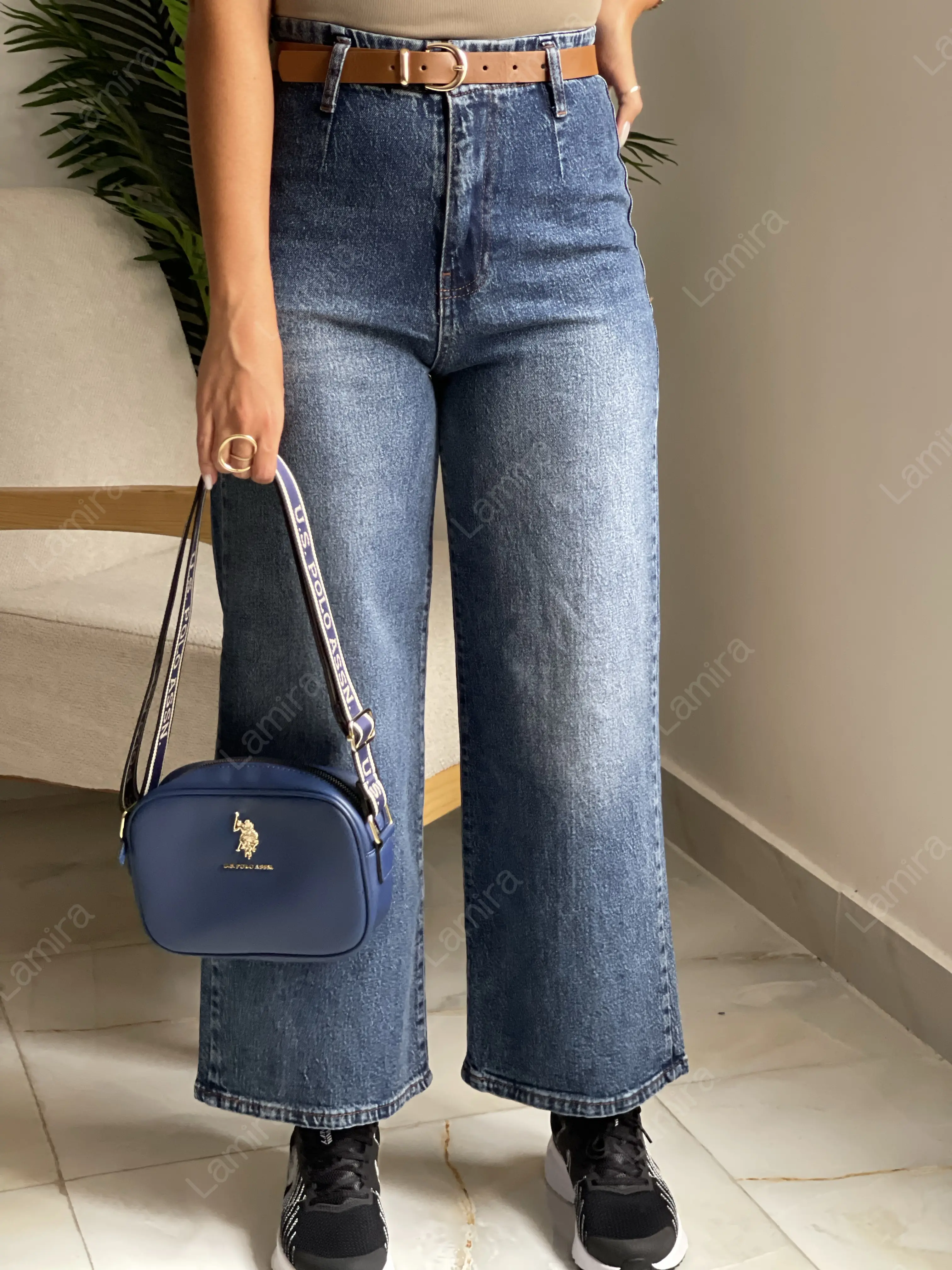 شلوار جین بگی کمربنددار
