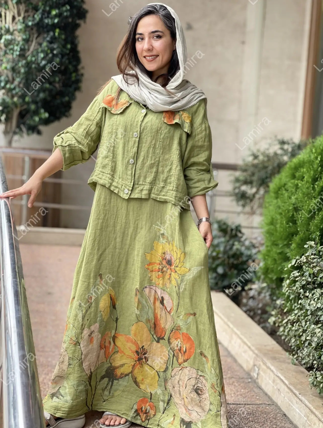 پیراهن لینن ایتالیایی گرم بالا کت سارافون طرح ساریس