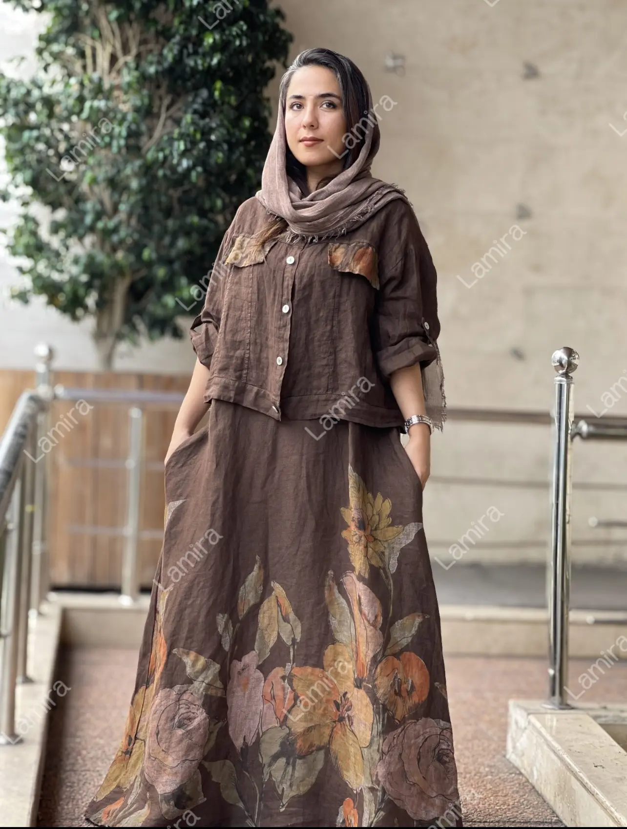 پیراهن لینن ایتالیایی گرم بالا کت سارافون طرح ساریس