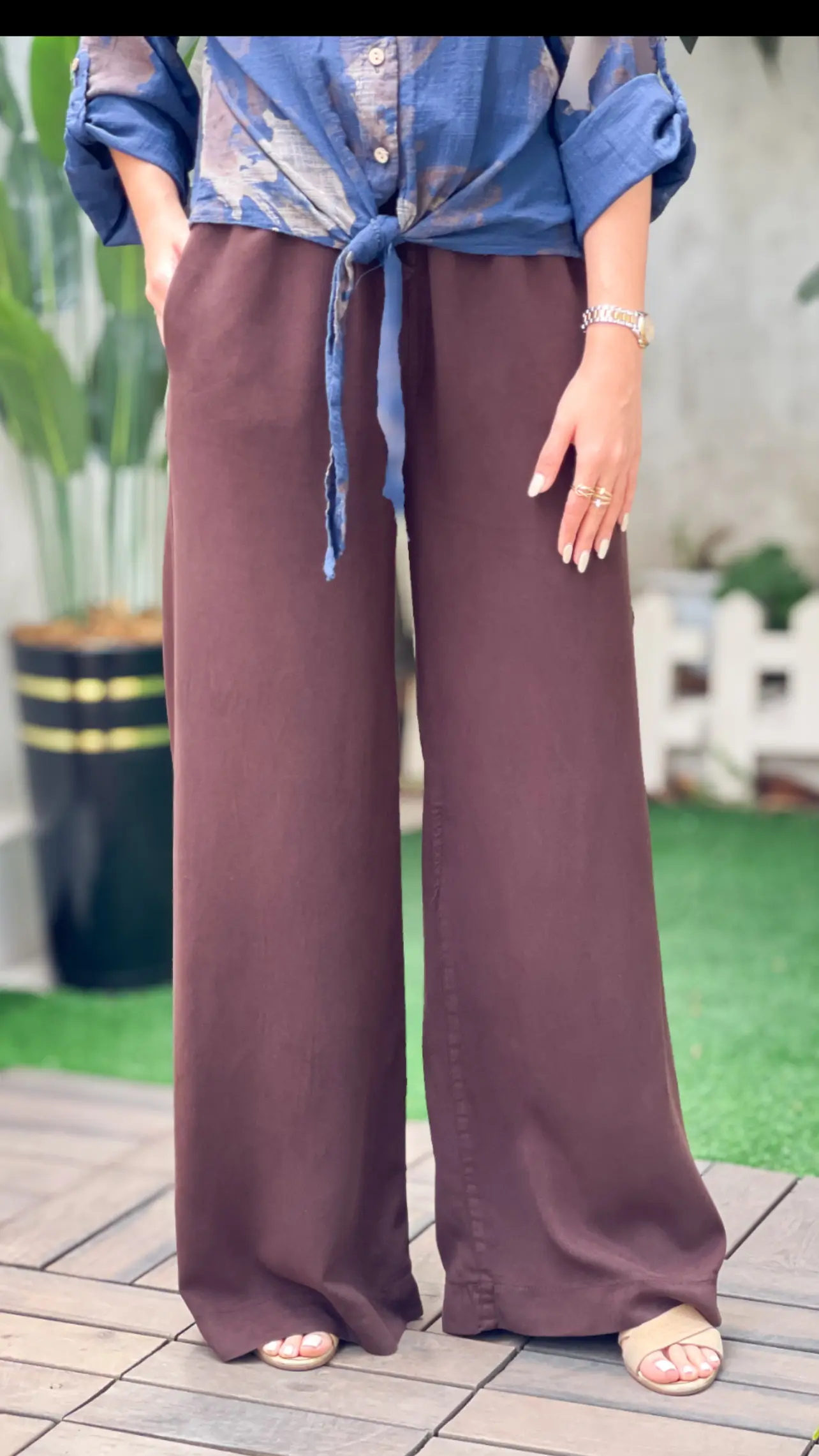 شلوار جین کاغذی کمر کش ساده (تنسل)