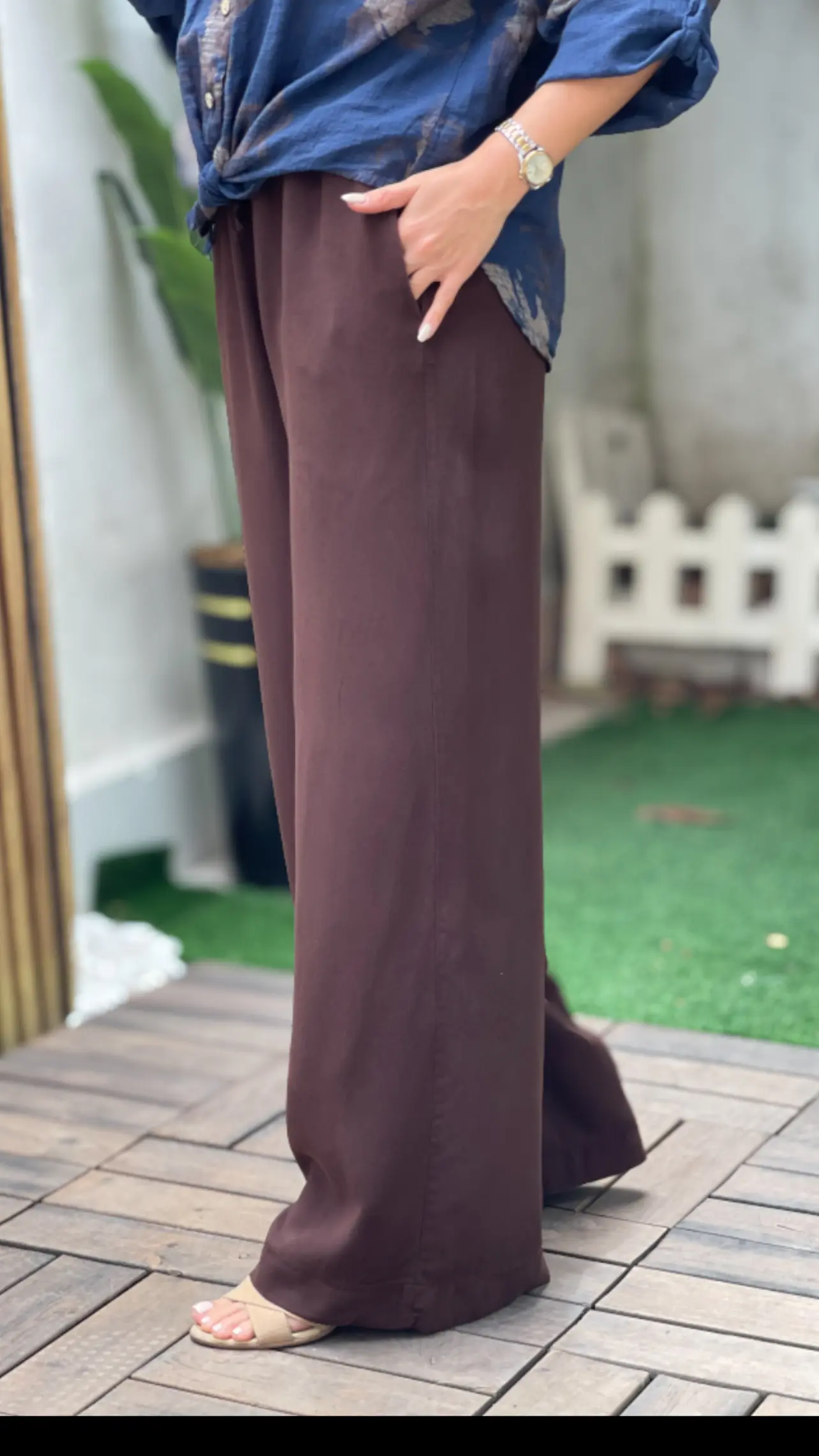 شلوار جین کاغذی کمر کش ساده (تنسل)