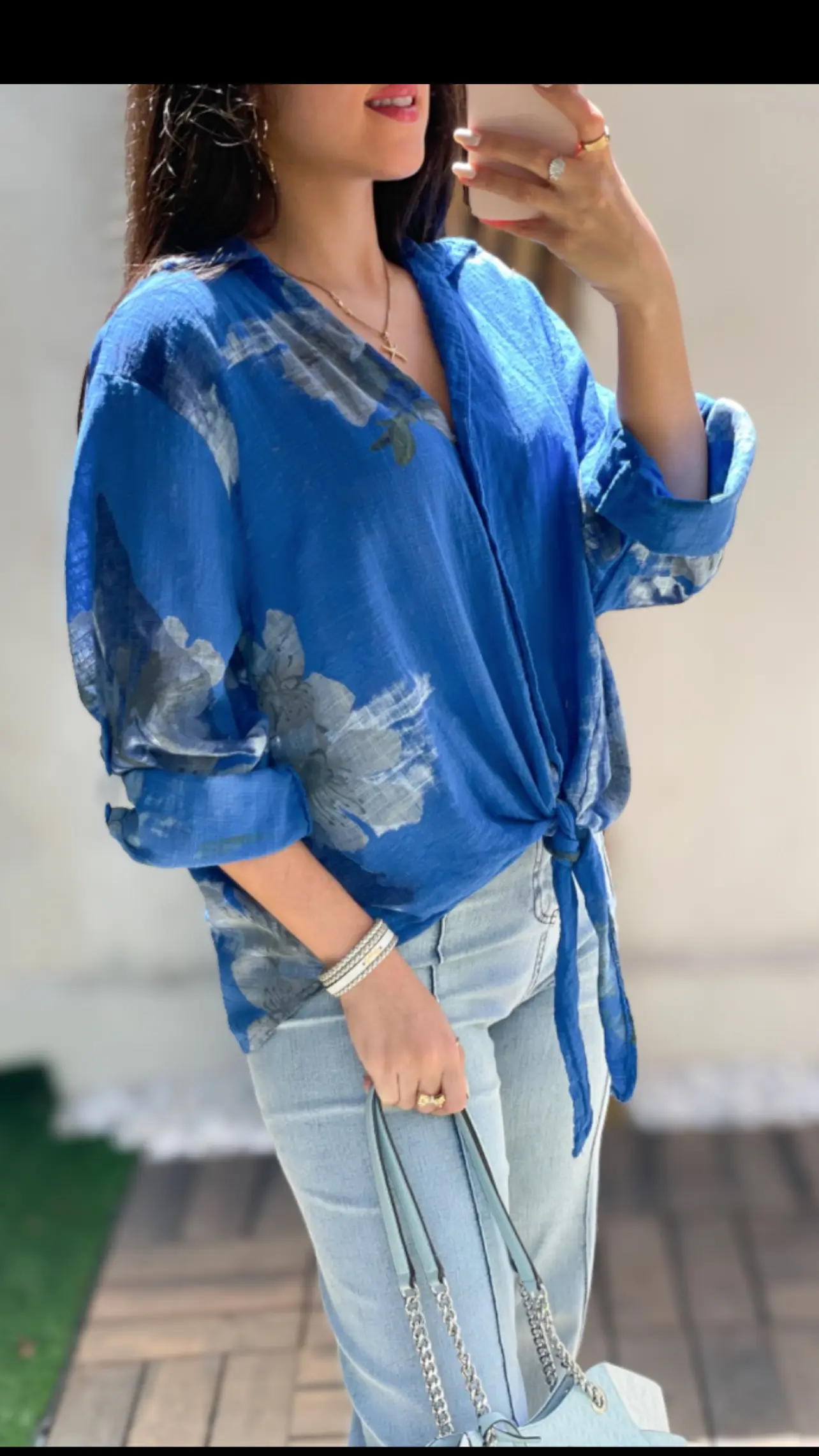 شومیز لینن ایتالیایی گره ای طرح شادو