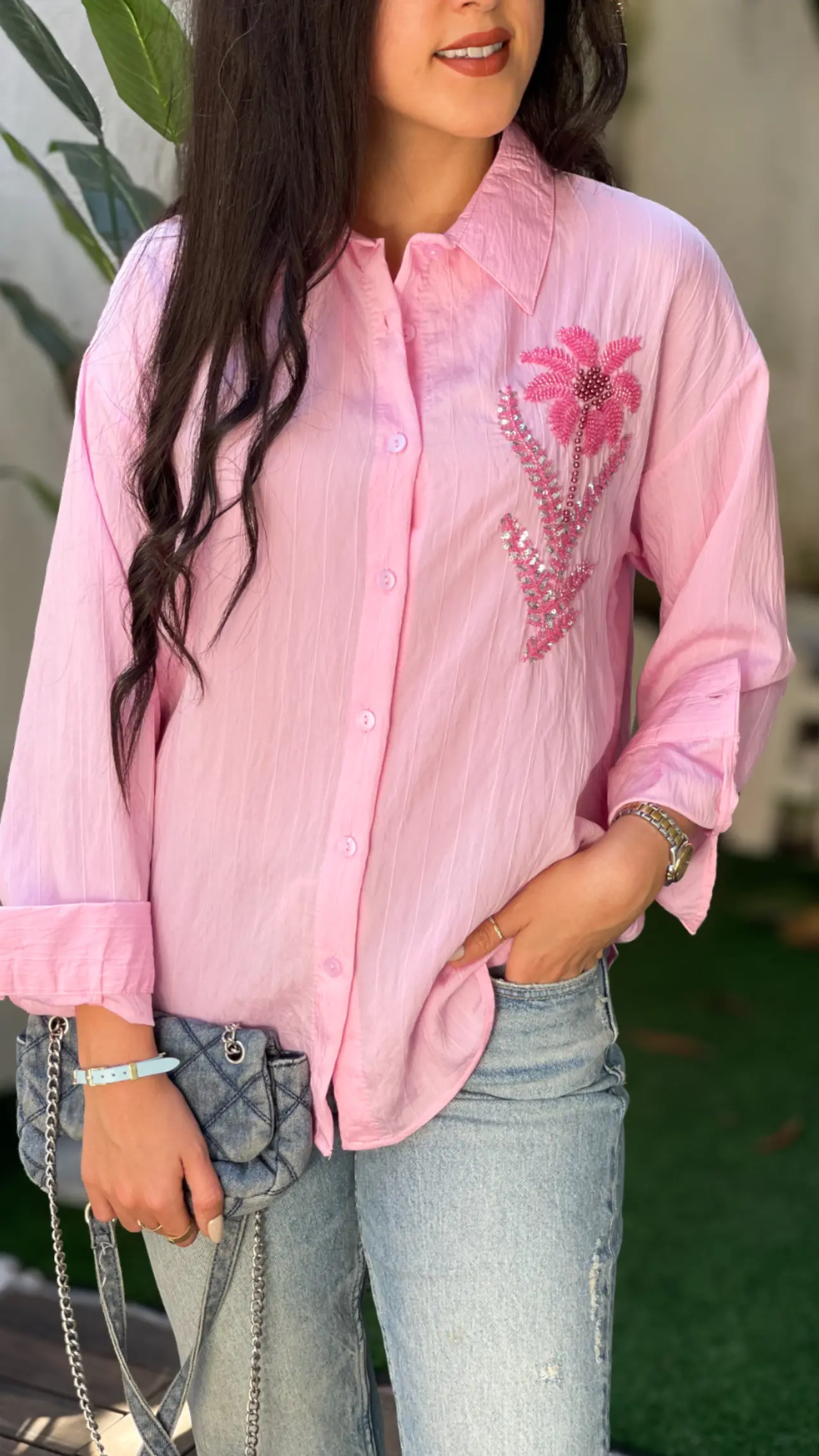 شومیز مجلسی ترک طرح تک گل