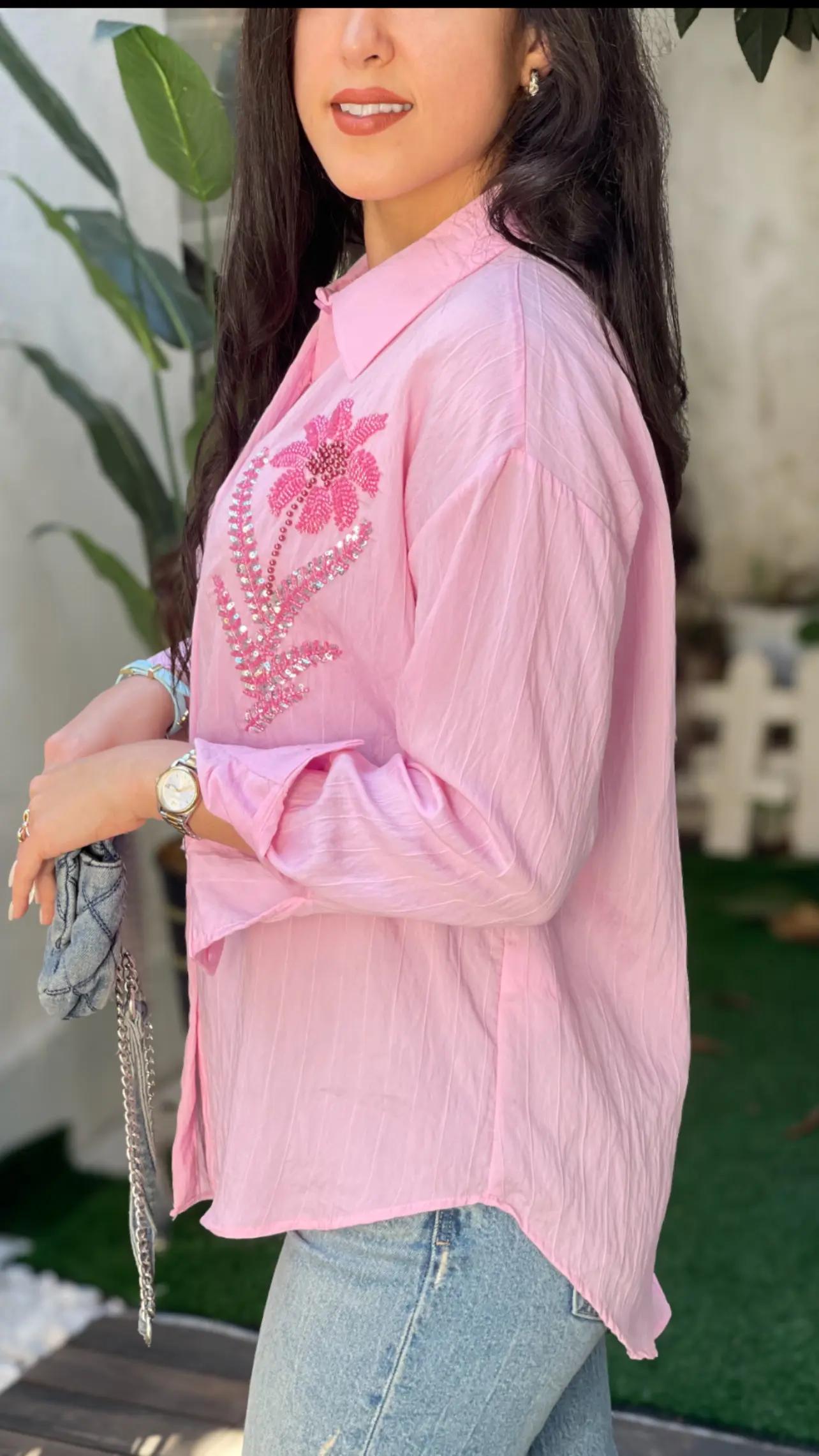 شومیز مجلسی ترک طرح تک گل