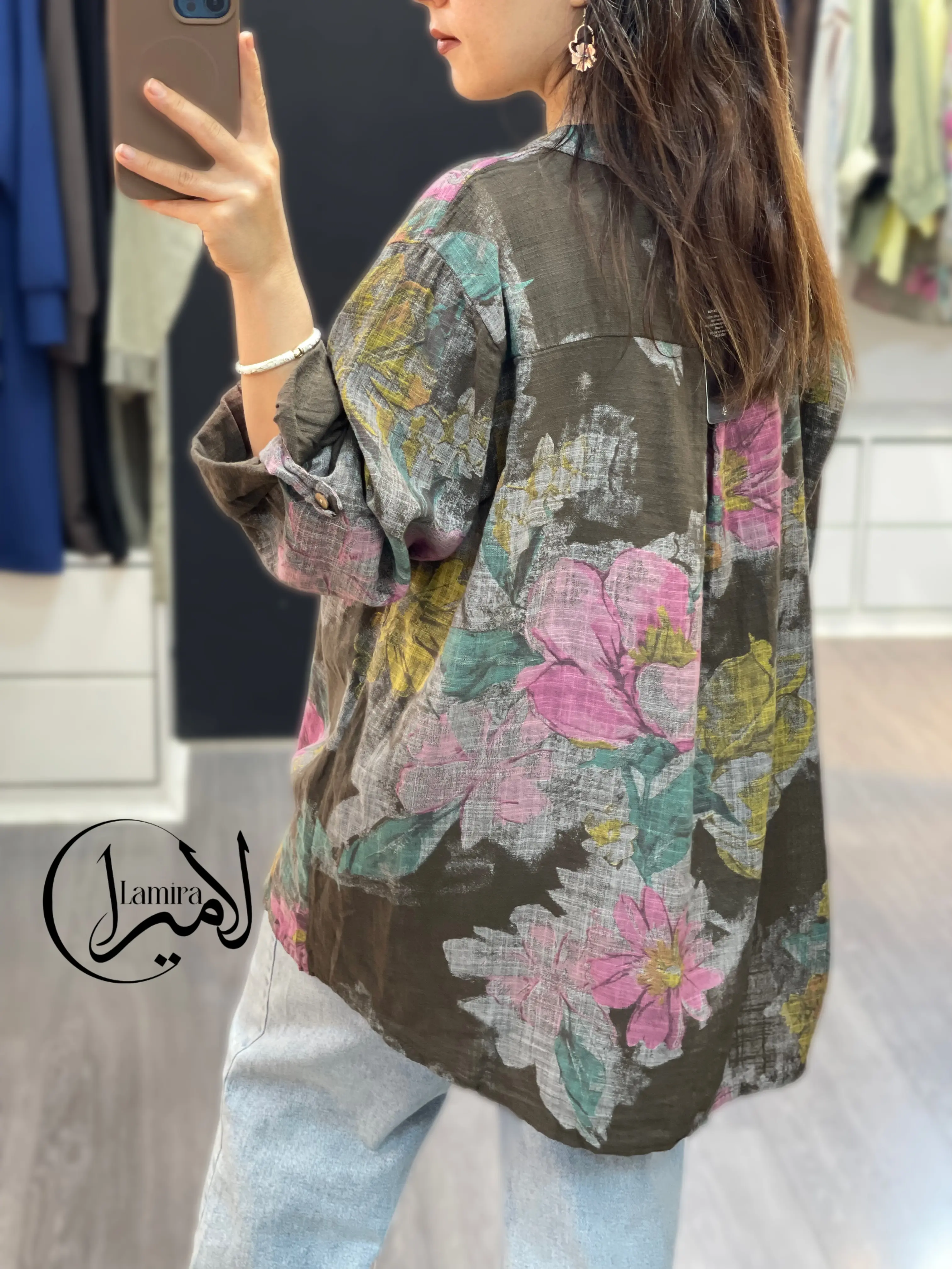 شومیز لینن ایتالیایی سه دکمه طرح پیچک