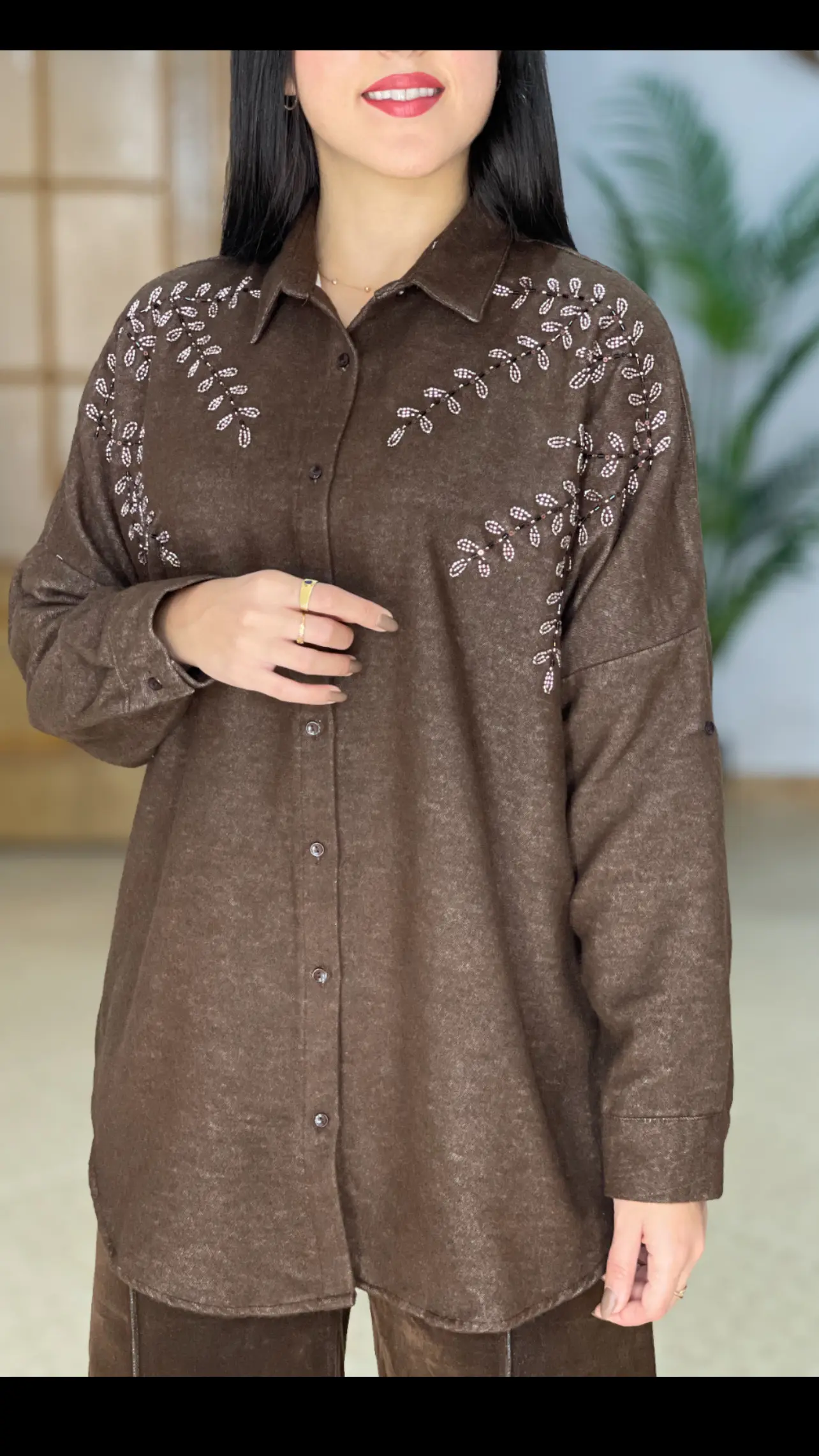 شومیز مانتویی مجلسی ترک طرح خوشه