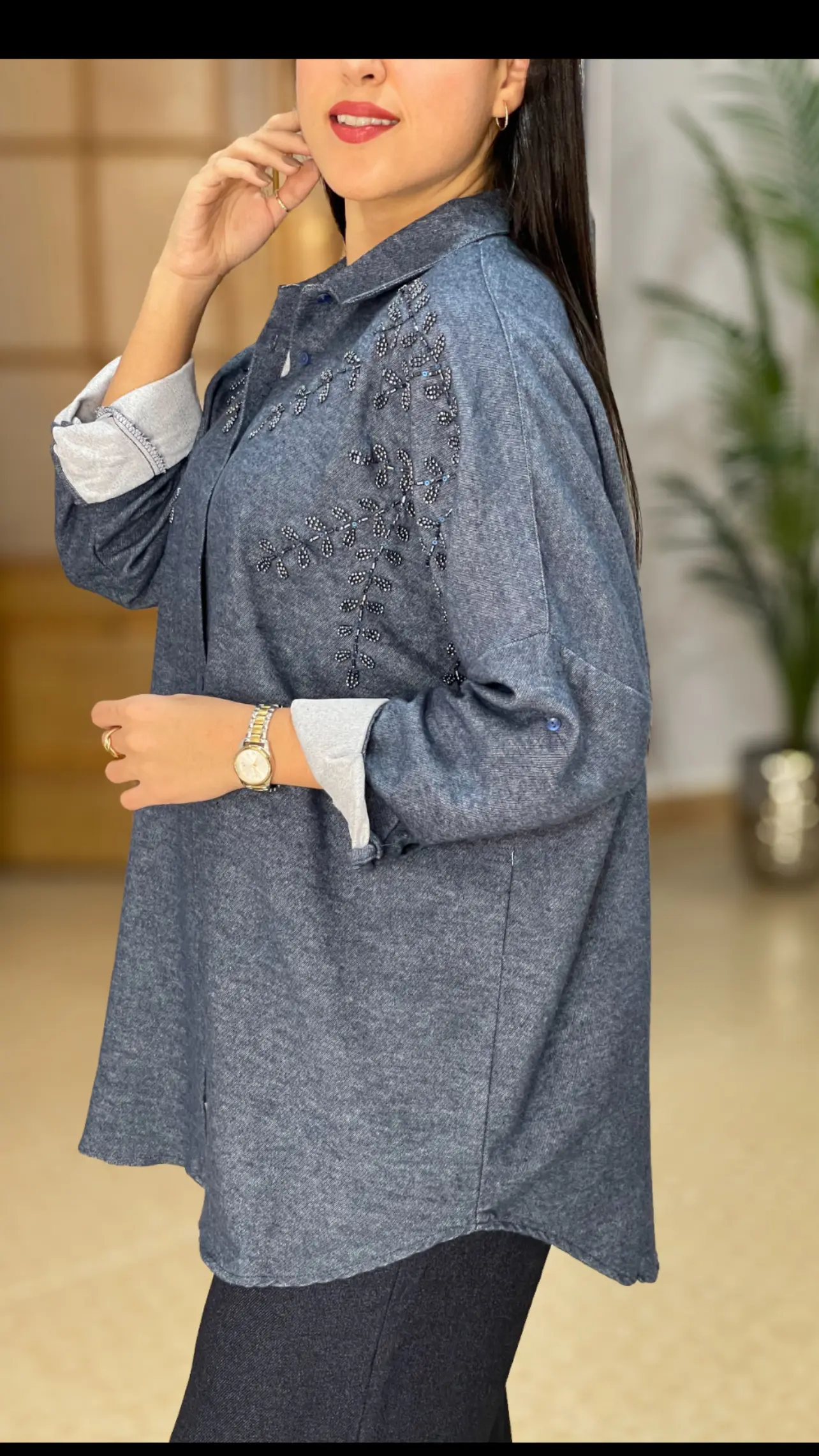 شومیز مانتویی مجلسی ترک طرح خوشه