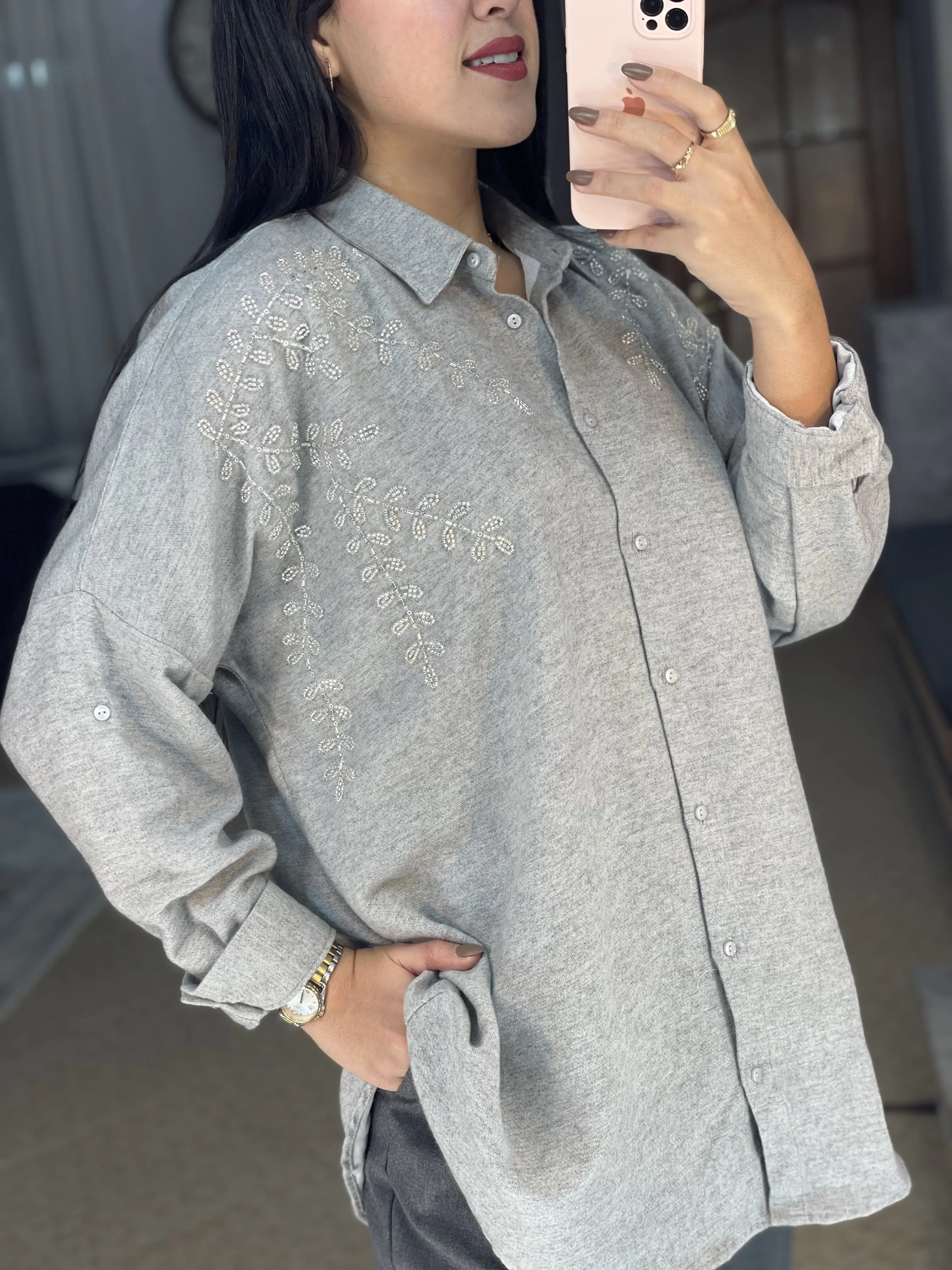 شومیز مانتویی مجلسی ترک طرح خوشه