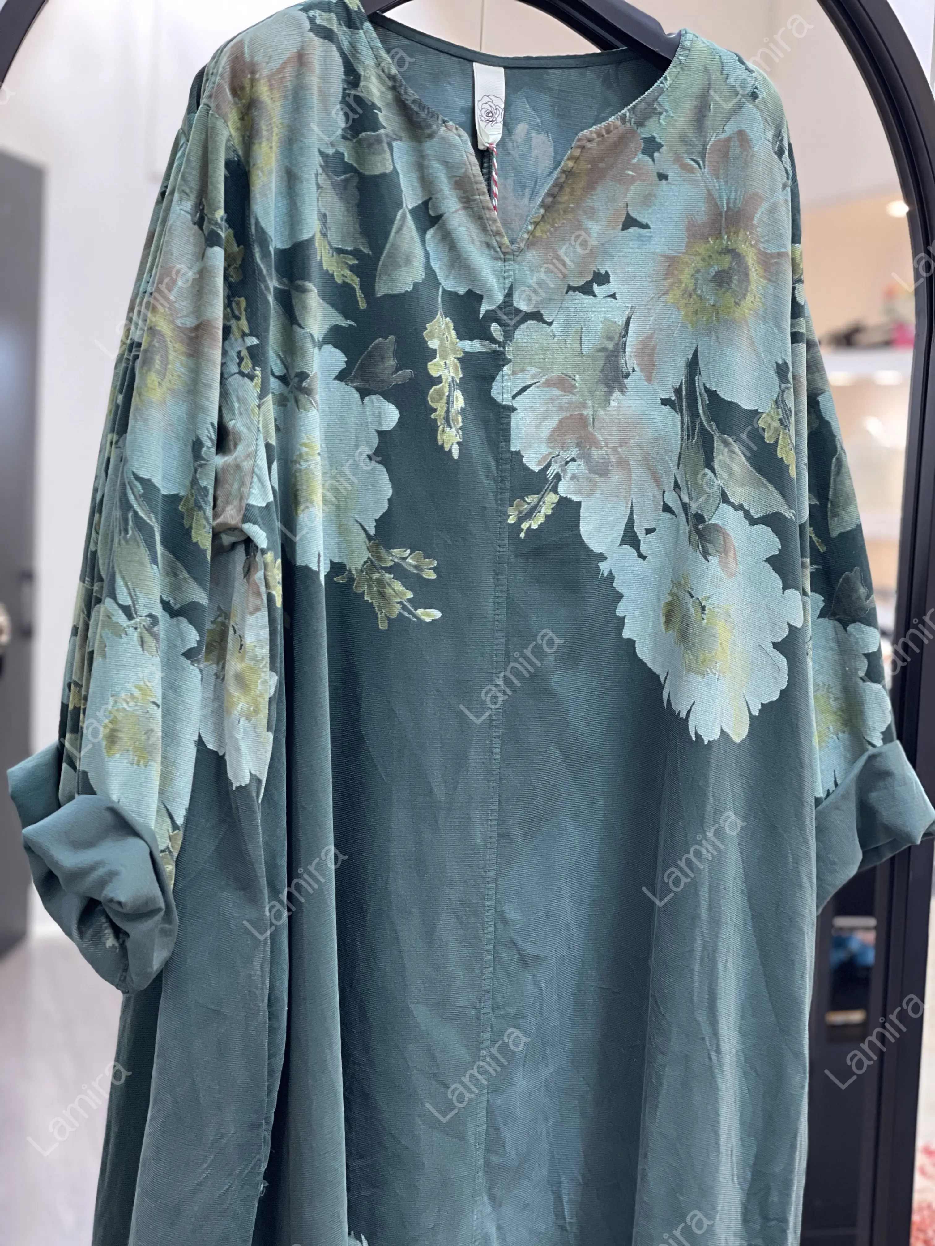 پیراهن مخمل کبریتی ایتالیایی طرح آلاله