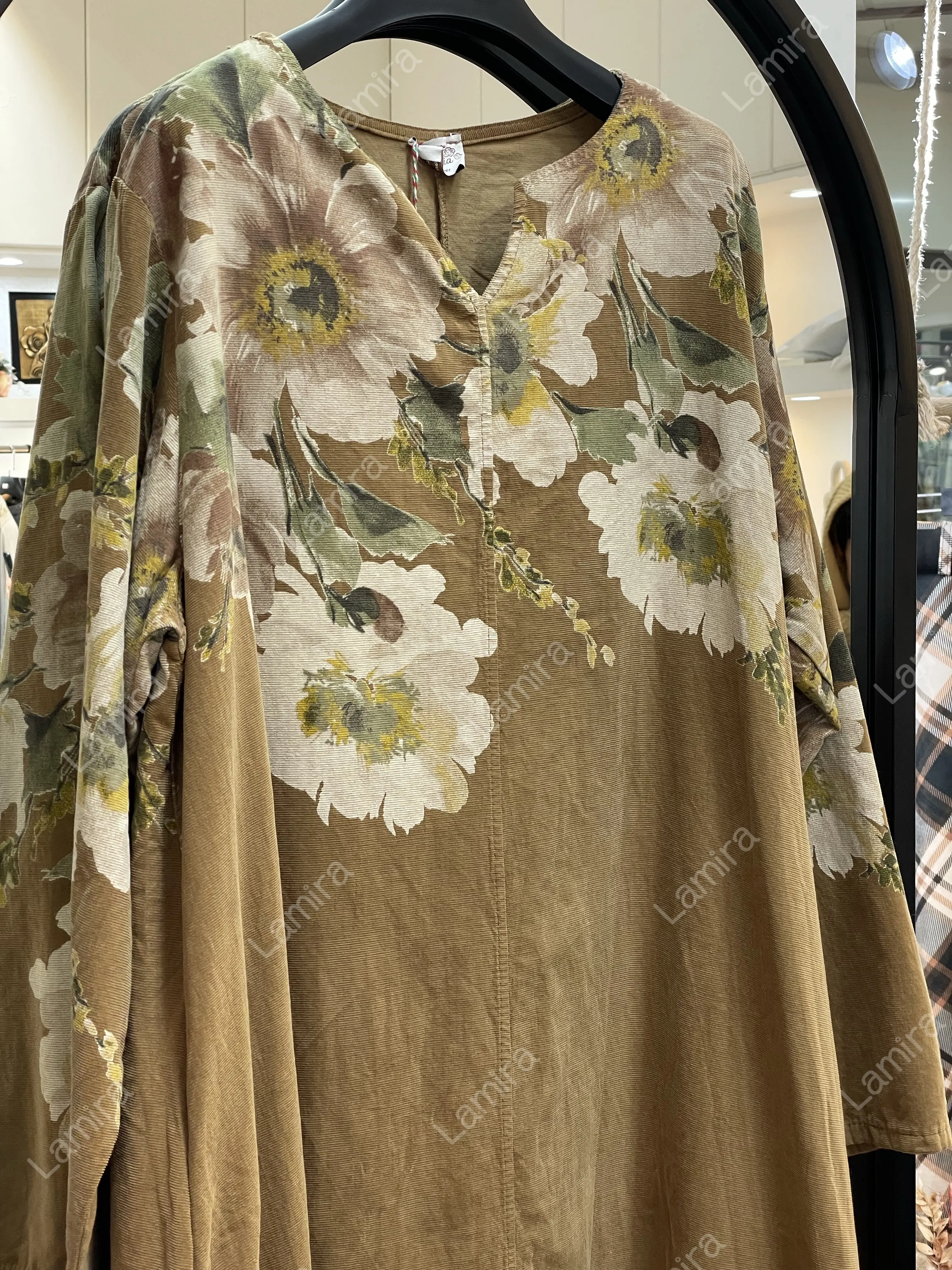 پیراهن مخمل کبریتی ایتالیایی طرح آلاله