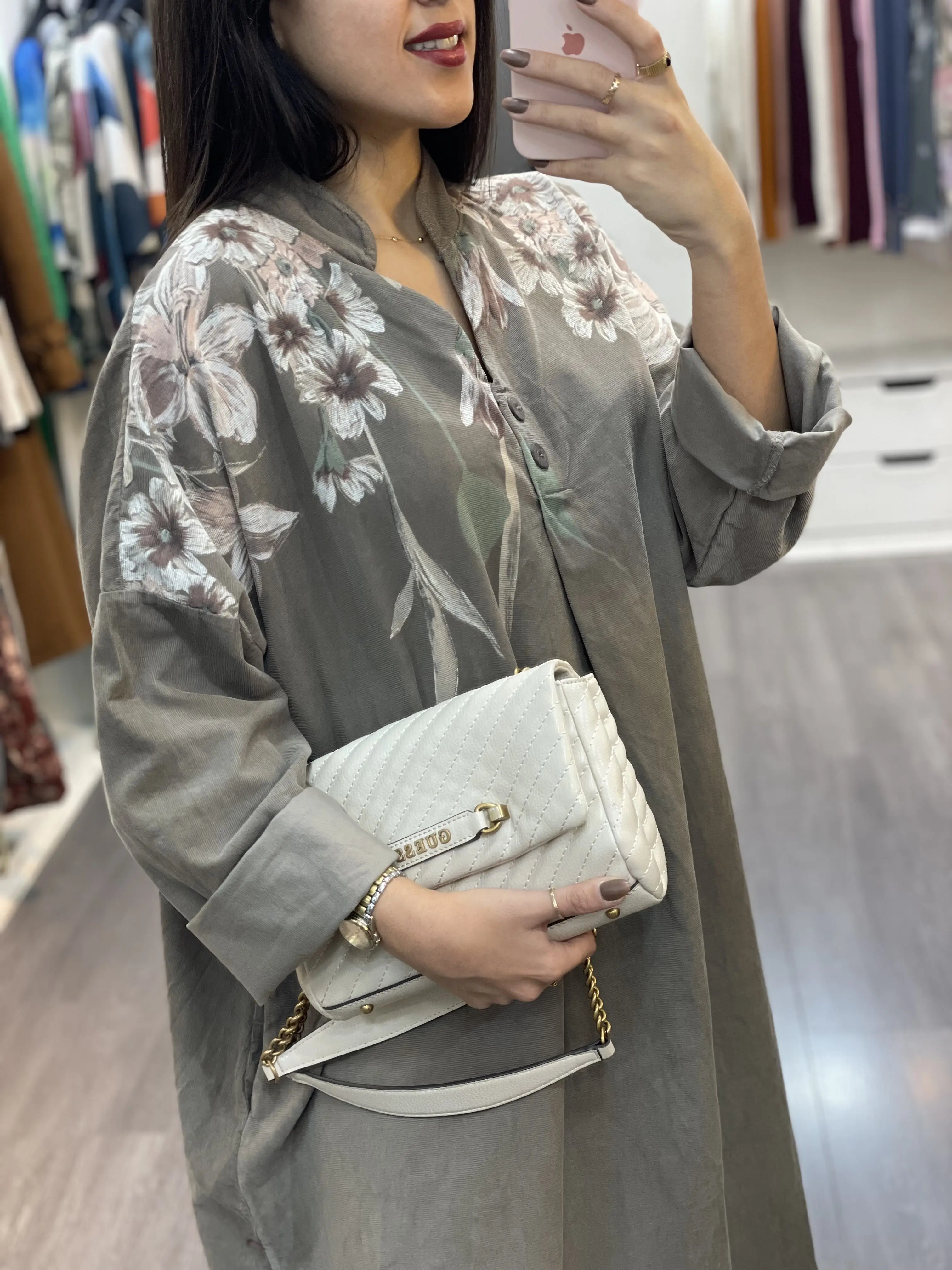 پیراهن مخمل کبریتی طرح شکوفه