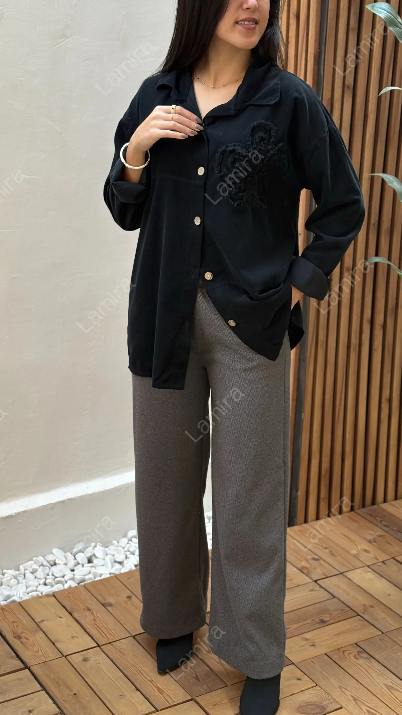 شومیز مانتویی مخمل کبریتی ایتالیایی طرح تگ گل