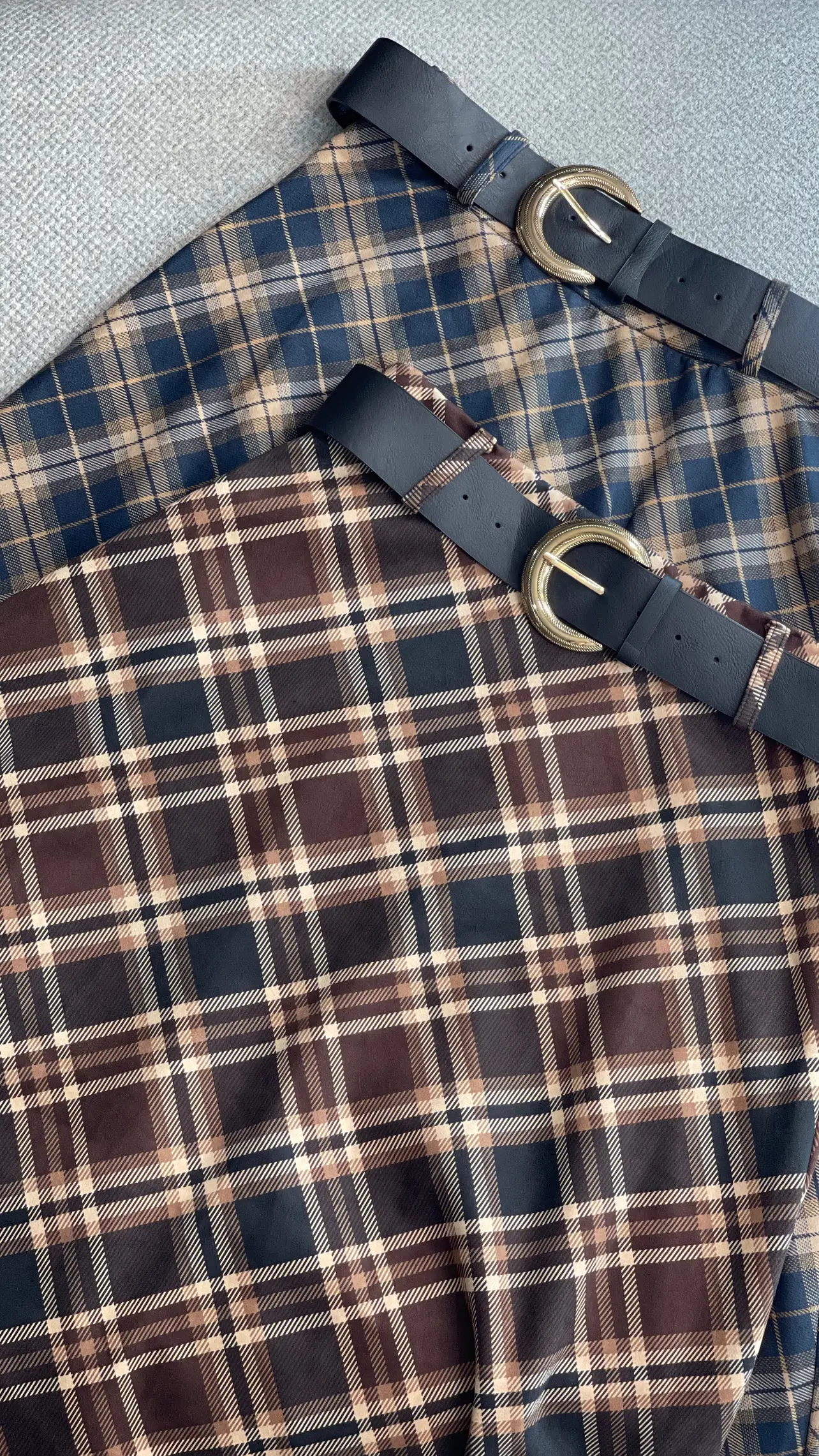 دامن کمربند دار موهر پاییزی چهارخونه