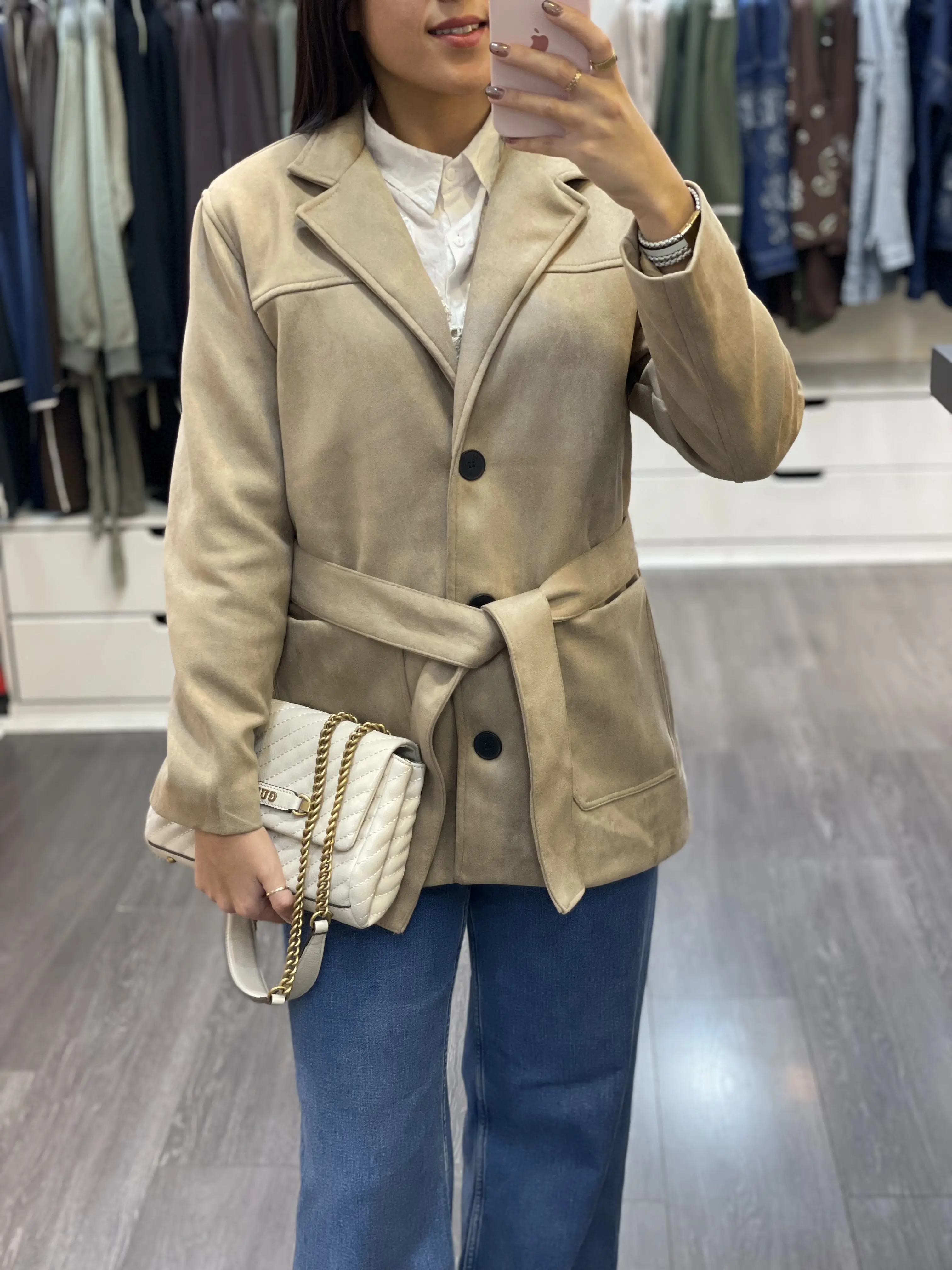 کت کمربنددار جیر طرح زارا