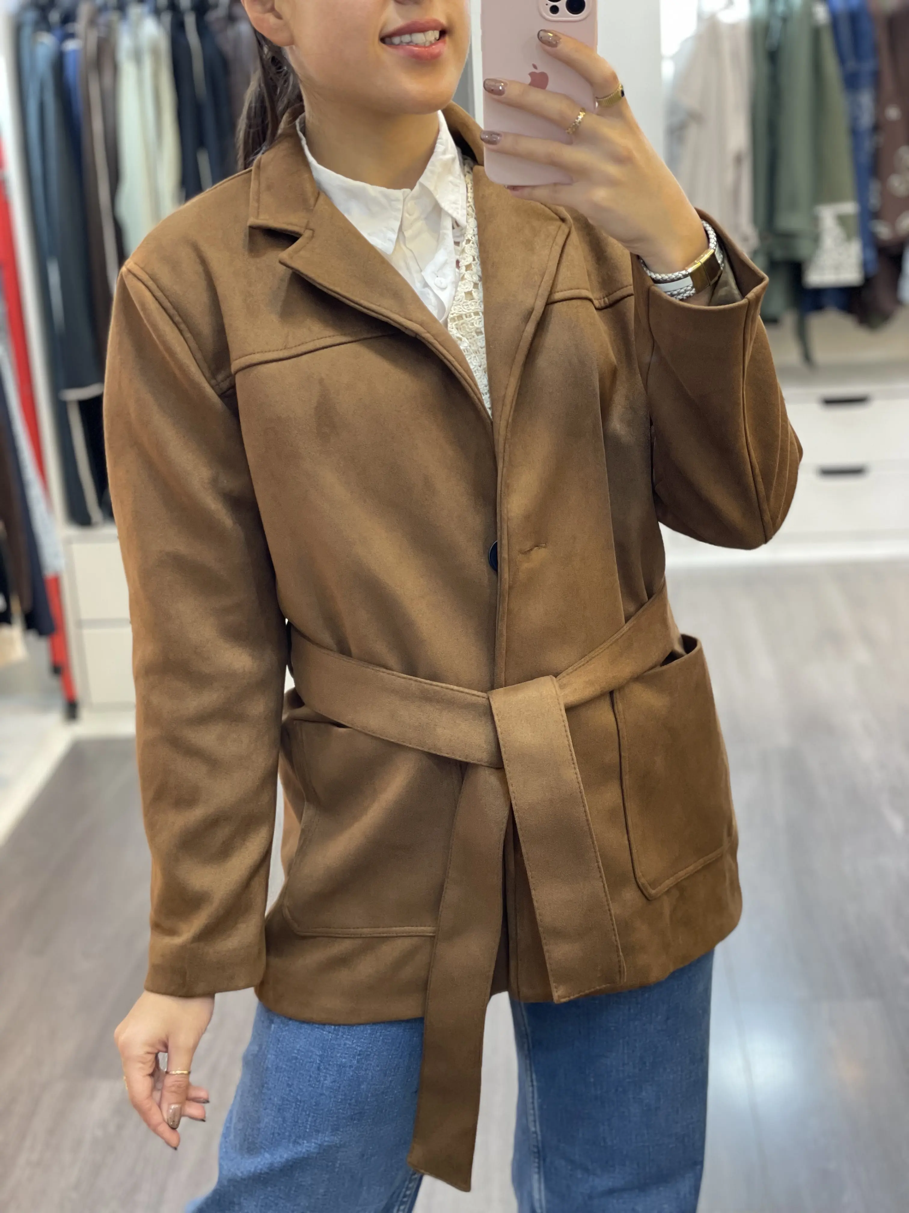 کت کمربنددار جیر طرح زارا