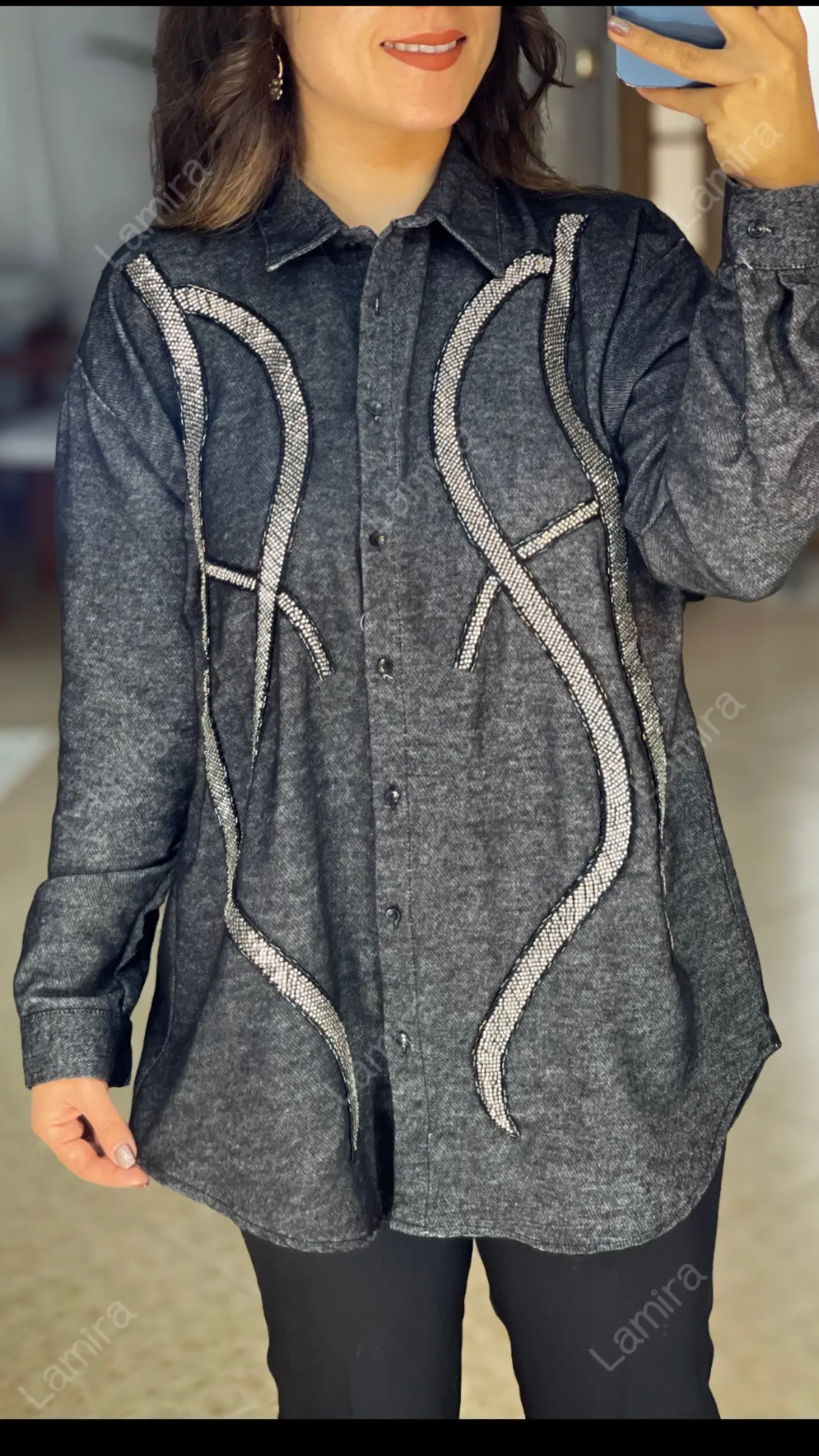 شومیز مانتویی مجلسی پاییزه طرح ماردین