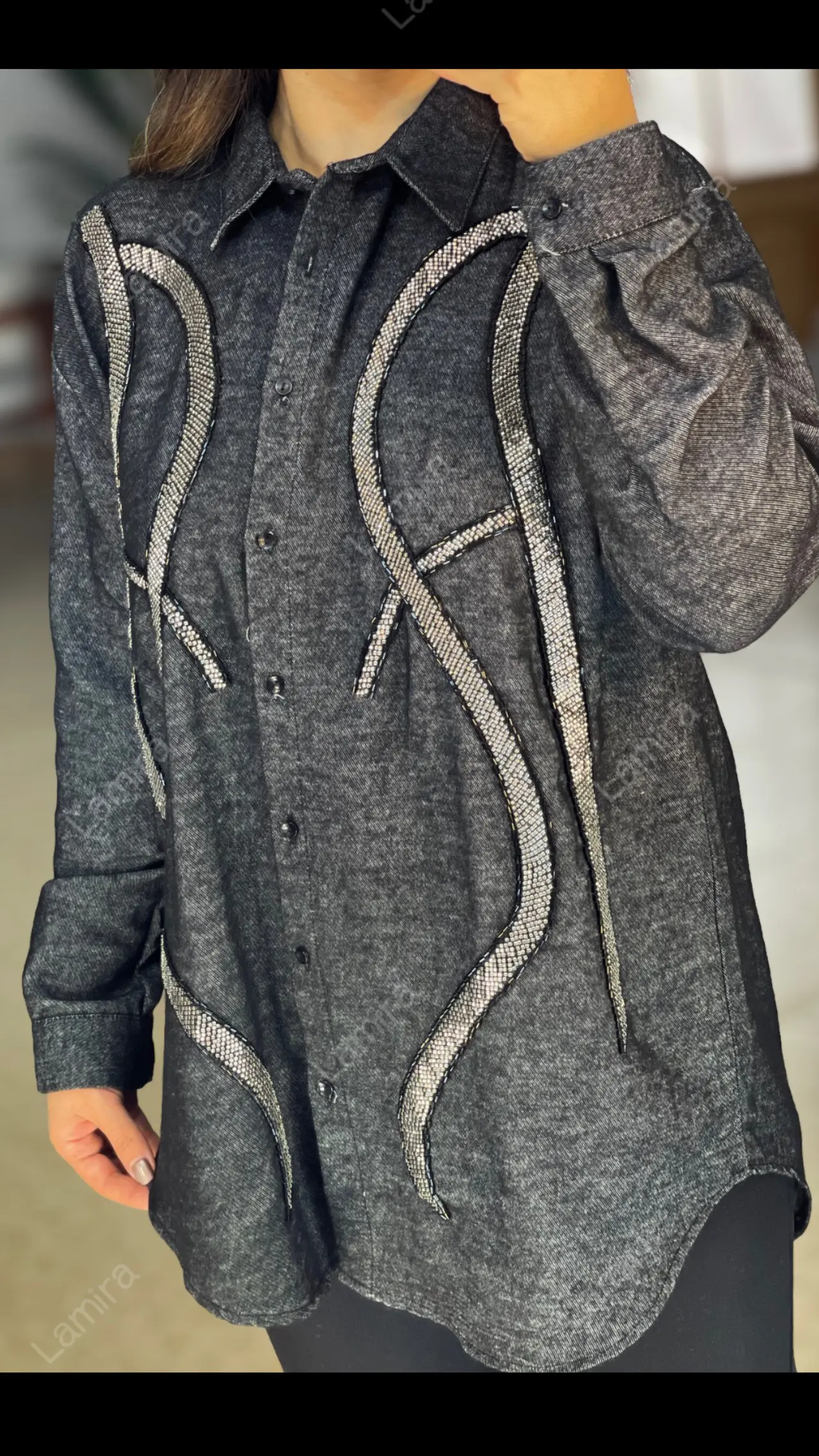 شومیز مانتویی مجلسی پاییزه طرح ماردین