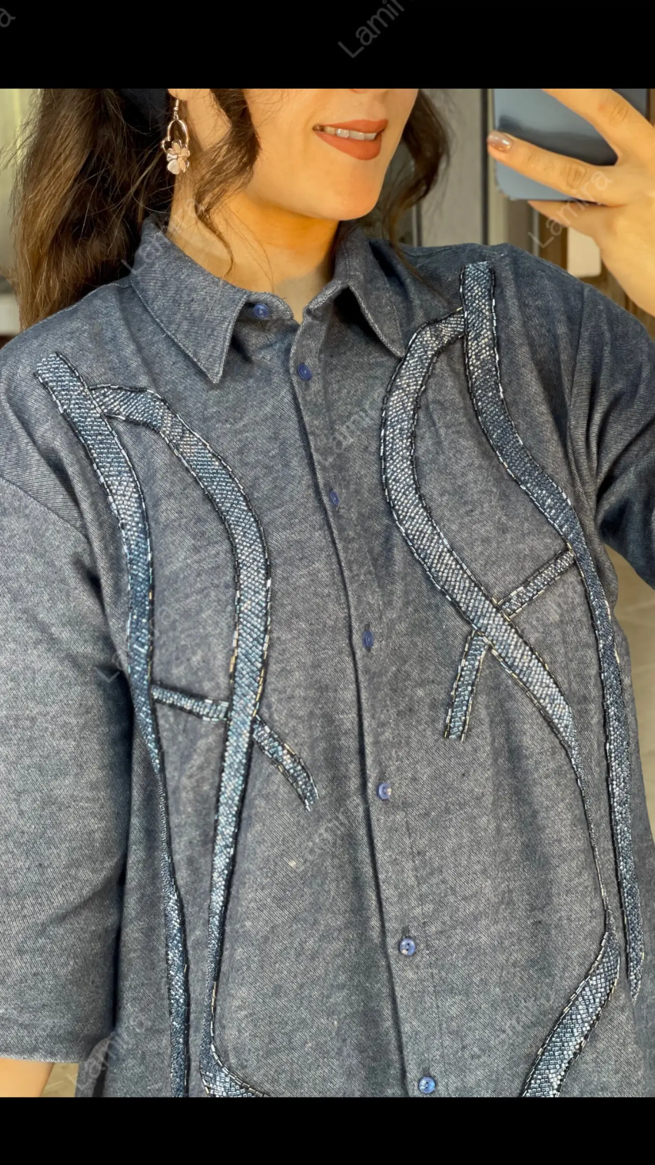 شومیز مانتویی مجلسی پاییزه طرح ماردین