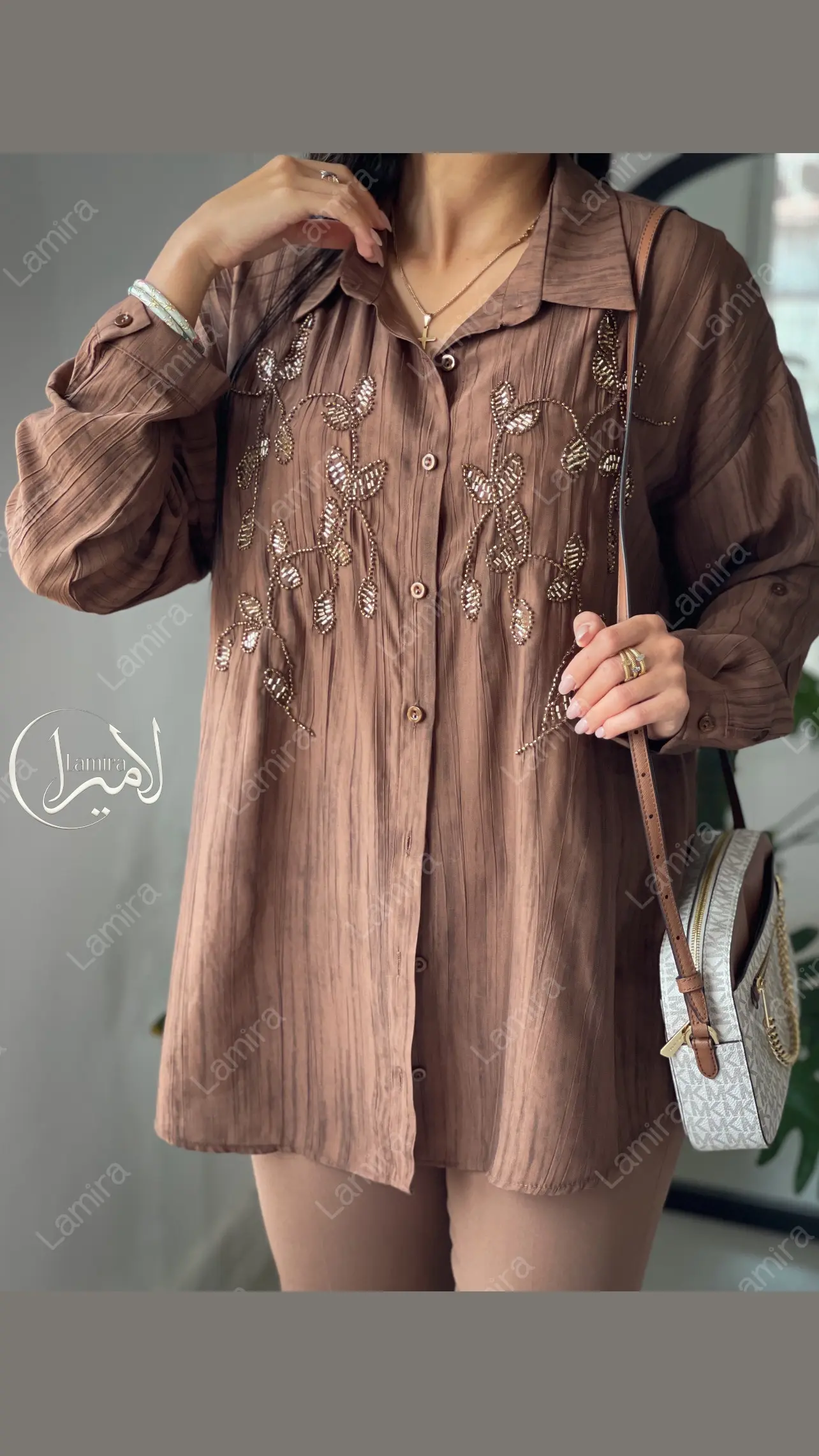 شومیز مانتویی مجلسی ترک طرح برگینه