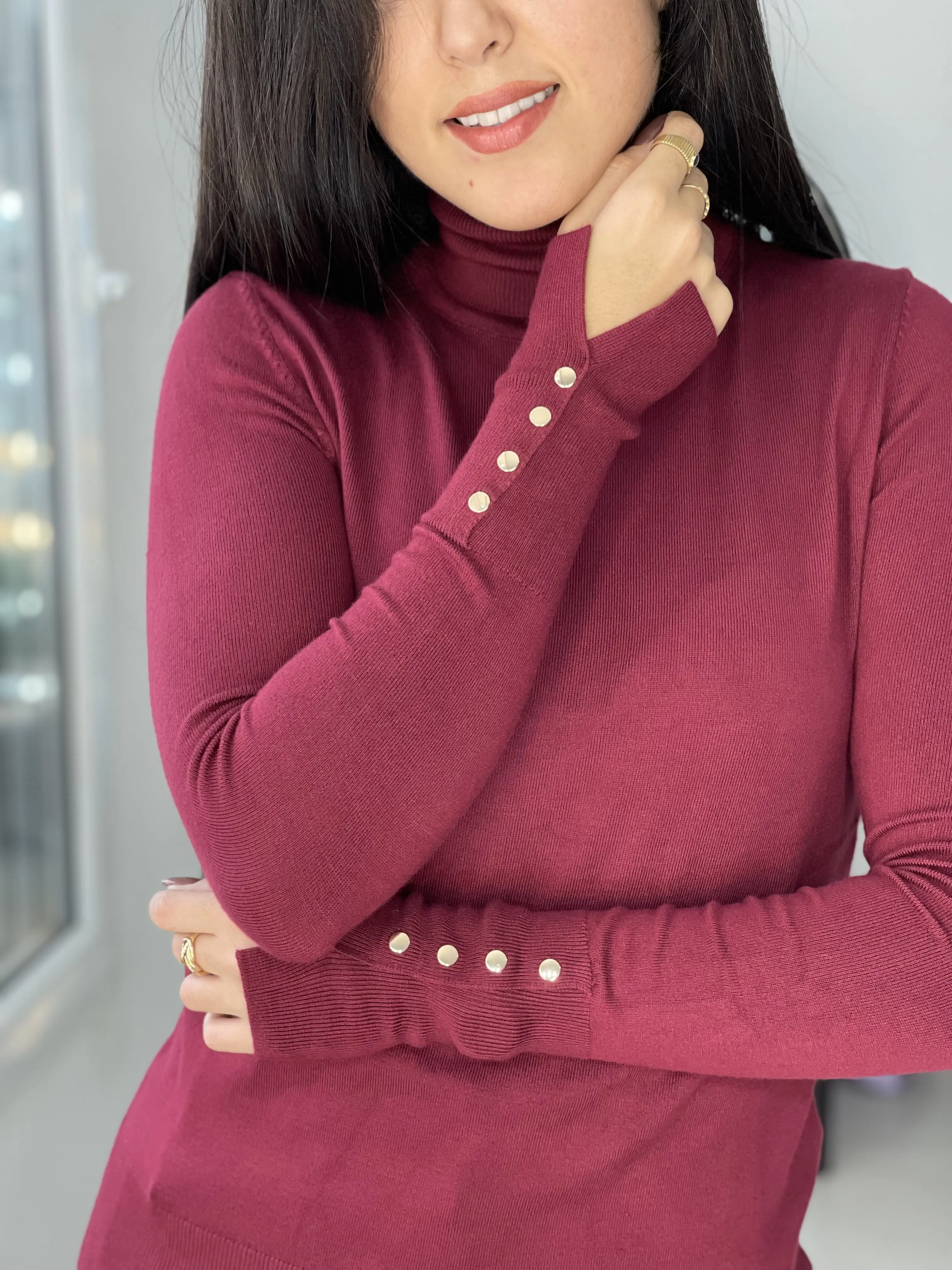 بافت یقه اسکی دکمه گلد dilvin