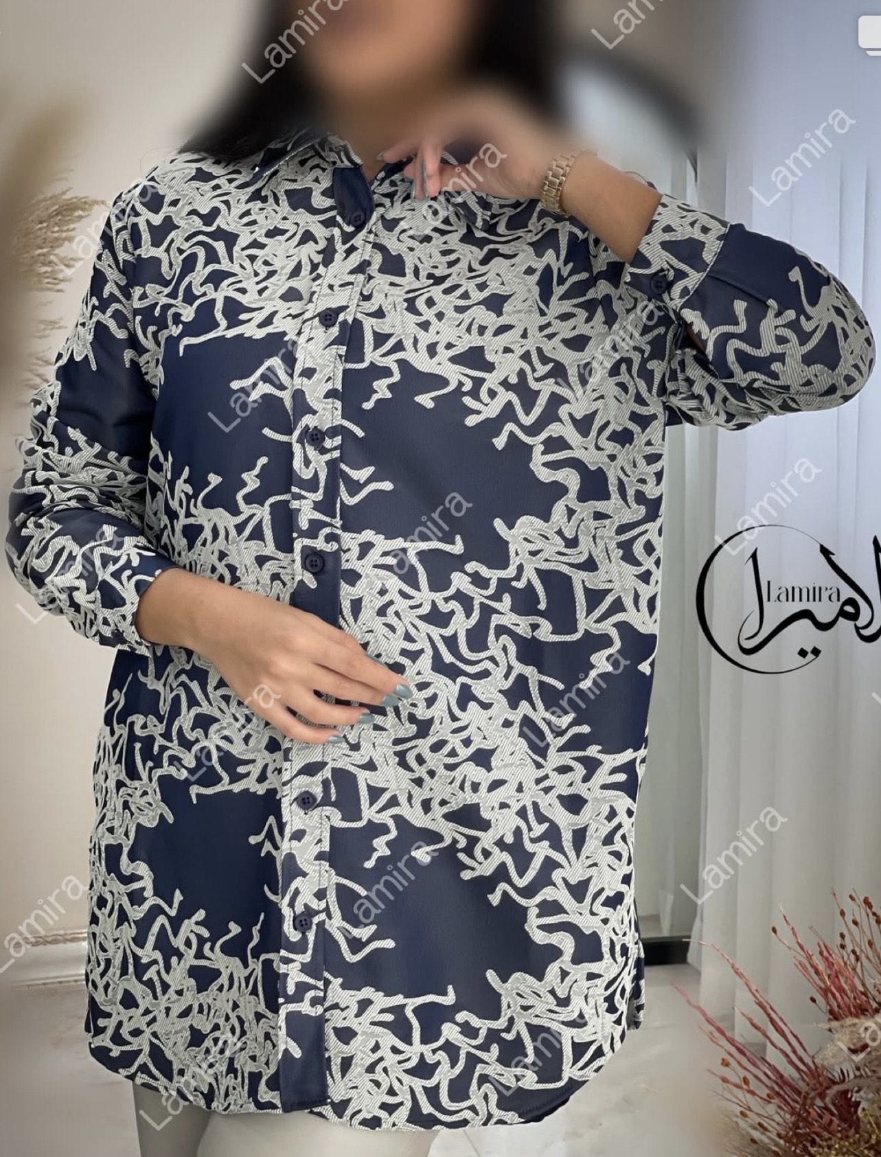 شومیز مانتویی مجلسی ژاکارد سرمه ای