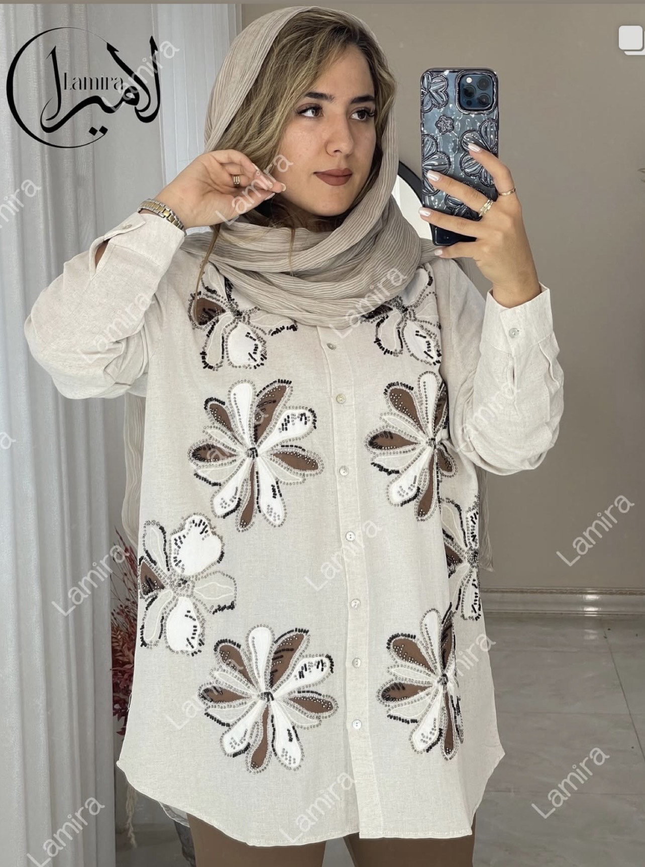شومیز مانتویی مجلسی طرح گل