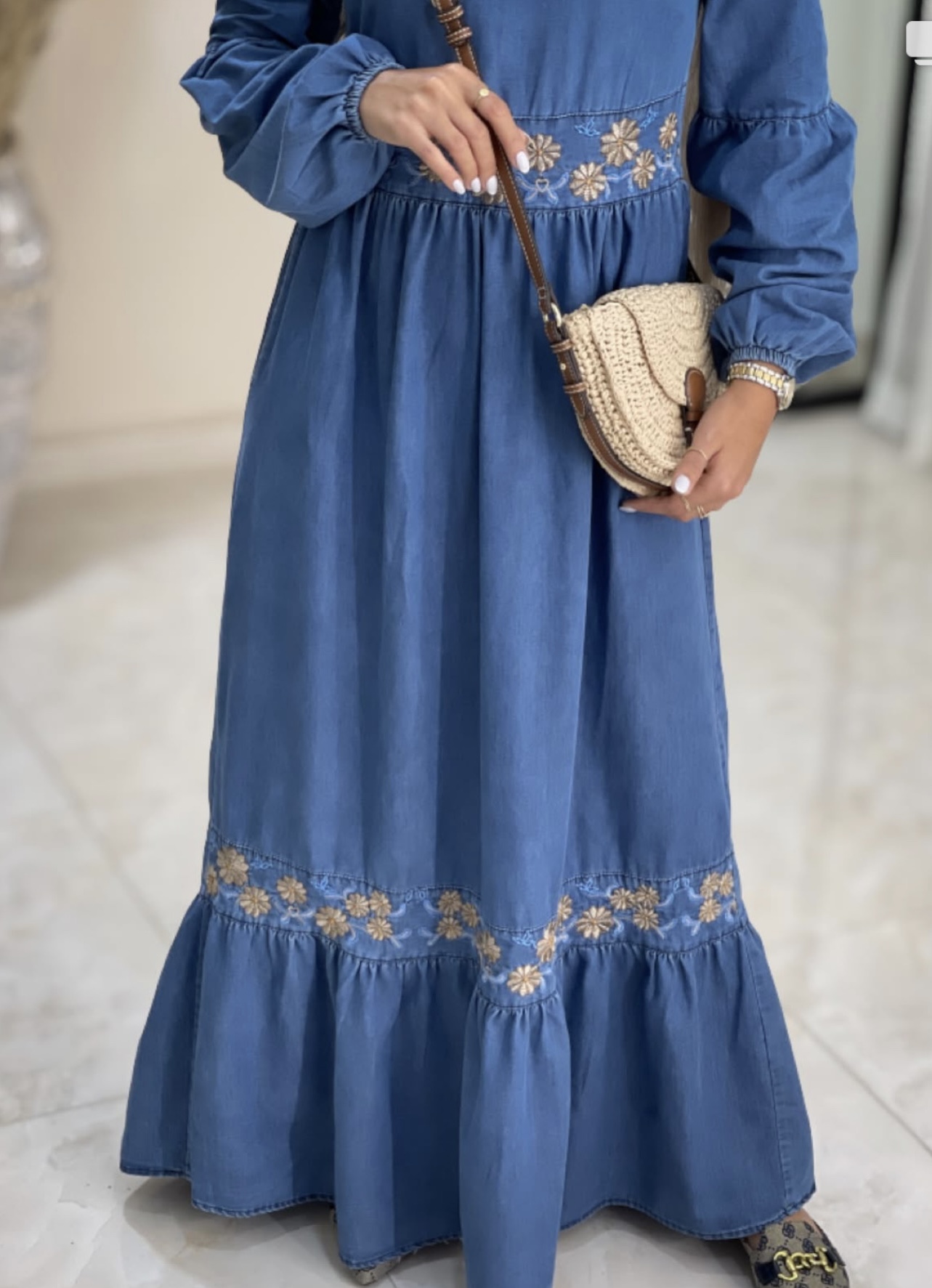پیراهن جین کمر گلدوزی