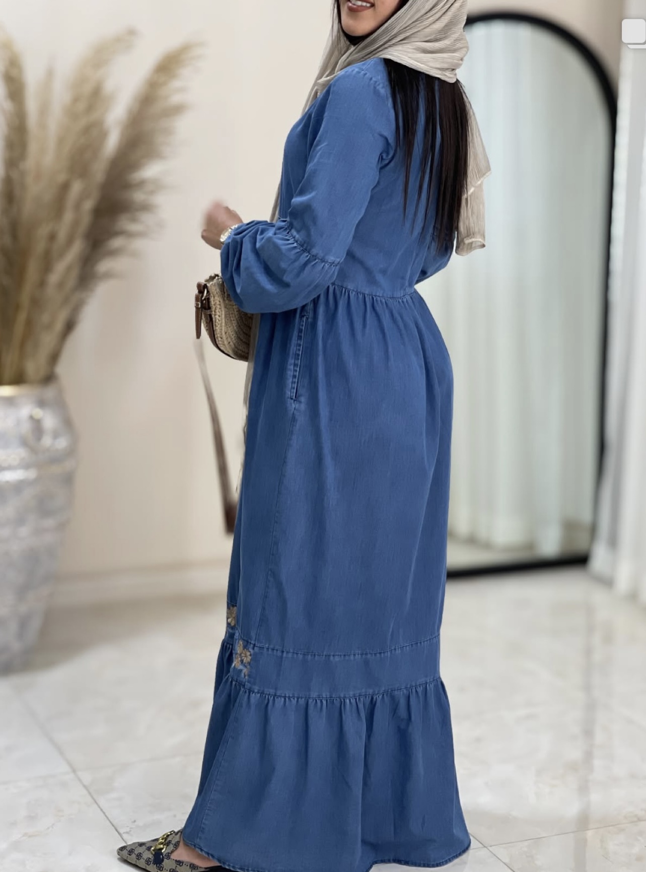 پیراهن جین کمر گلدوزی